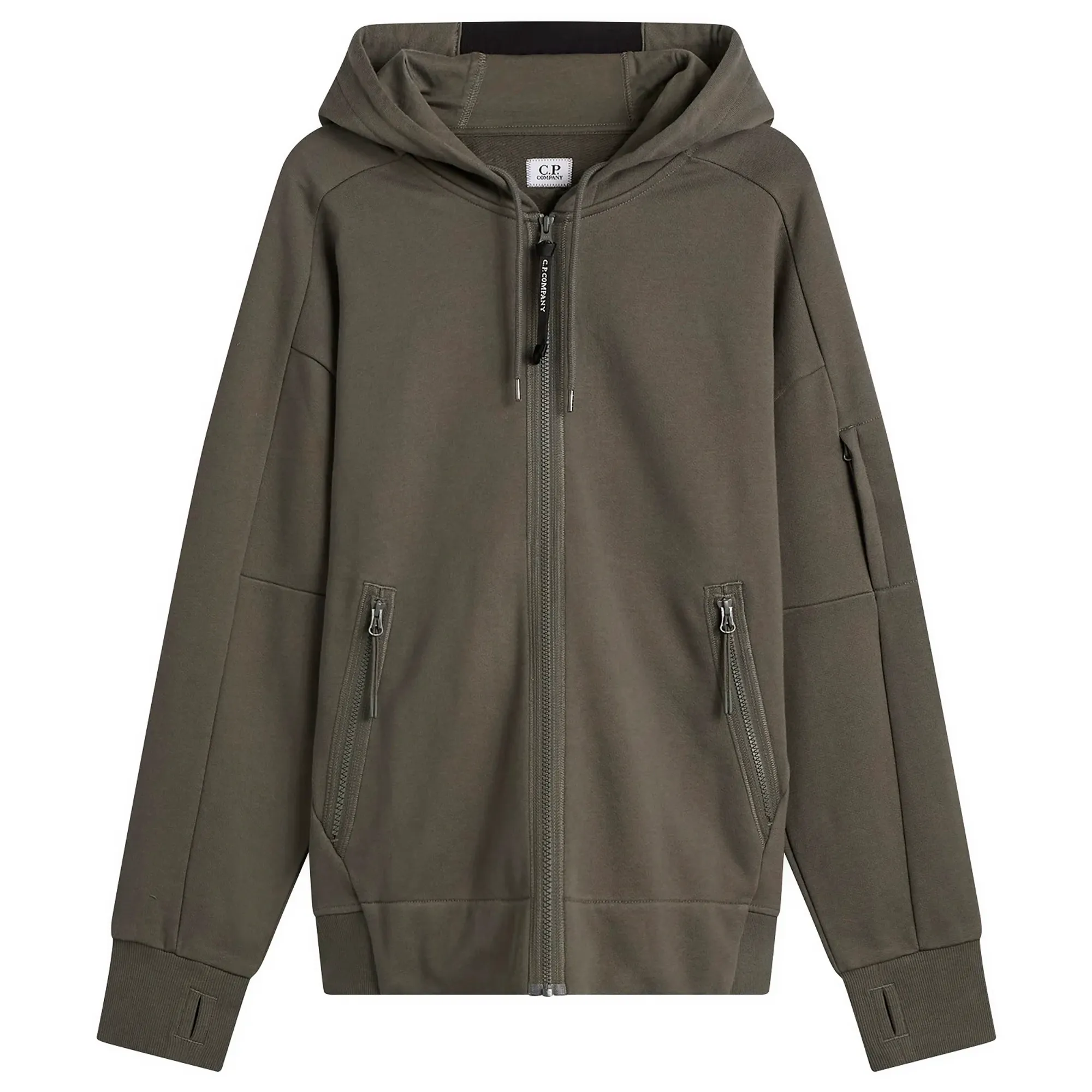 C.P. Company Men's Diagonal Raised Fleece Hooded Lens Sweatshirt Gunmetal