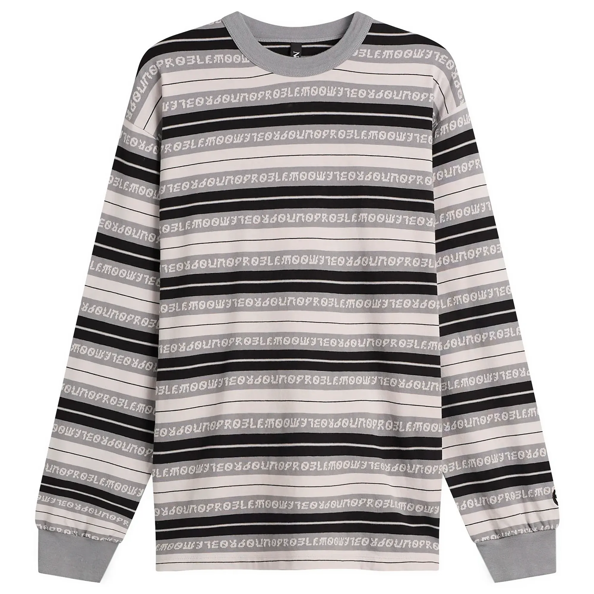 No Problemo Men's Jacquard Stripe Long Sleeve T-Shirt Black