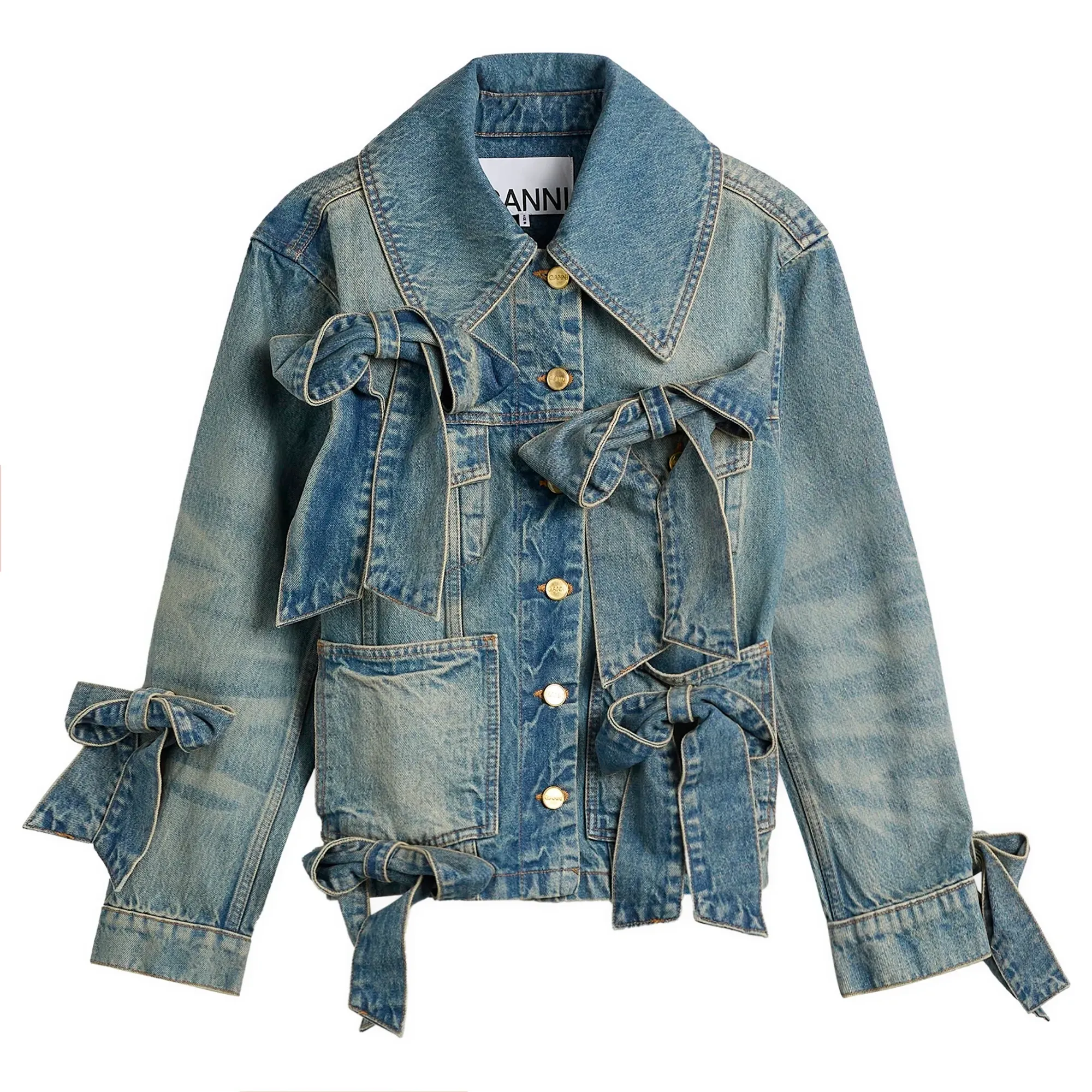 GANNI Women's Tint Rigid Denim Jacket Mid Blue Vintage