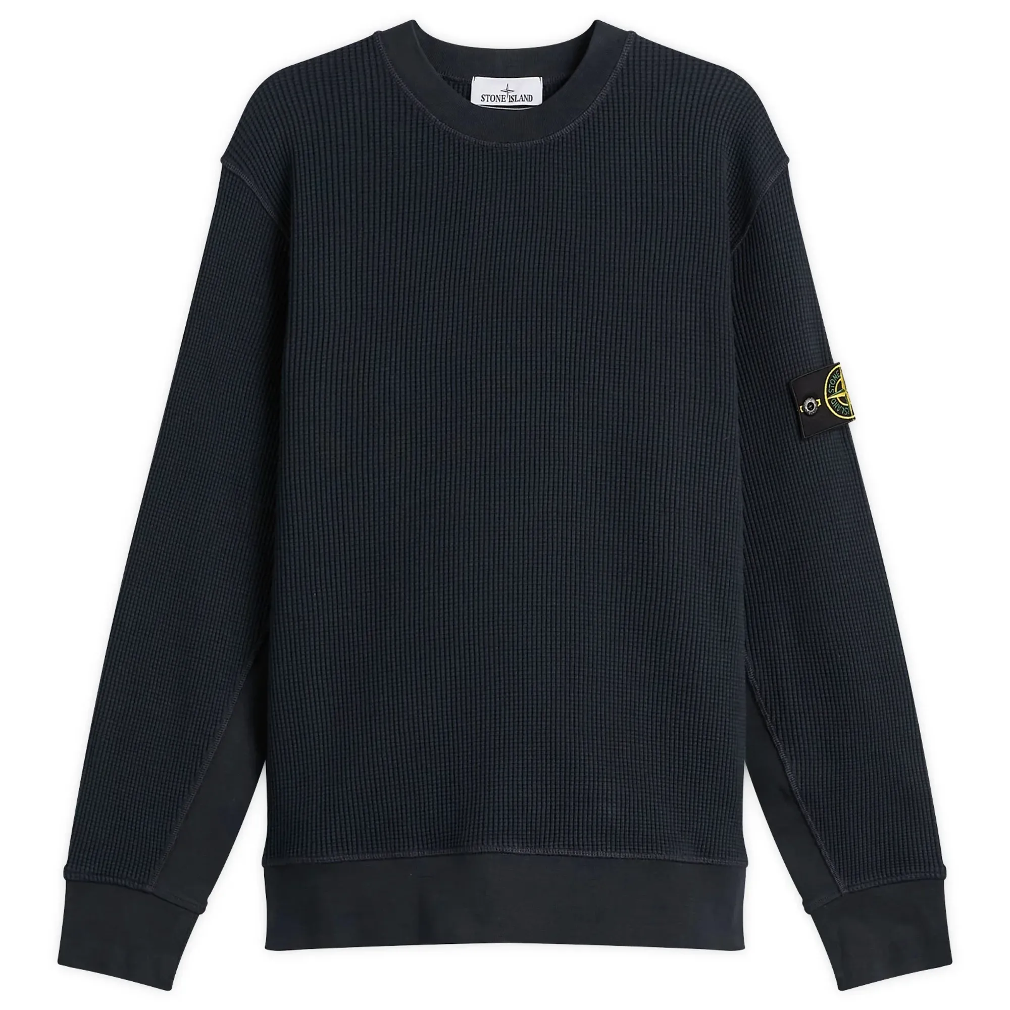 Stone Island Men's Waffle Crew Neck Sweatshirt Navy Blue
