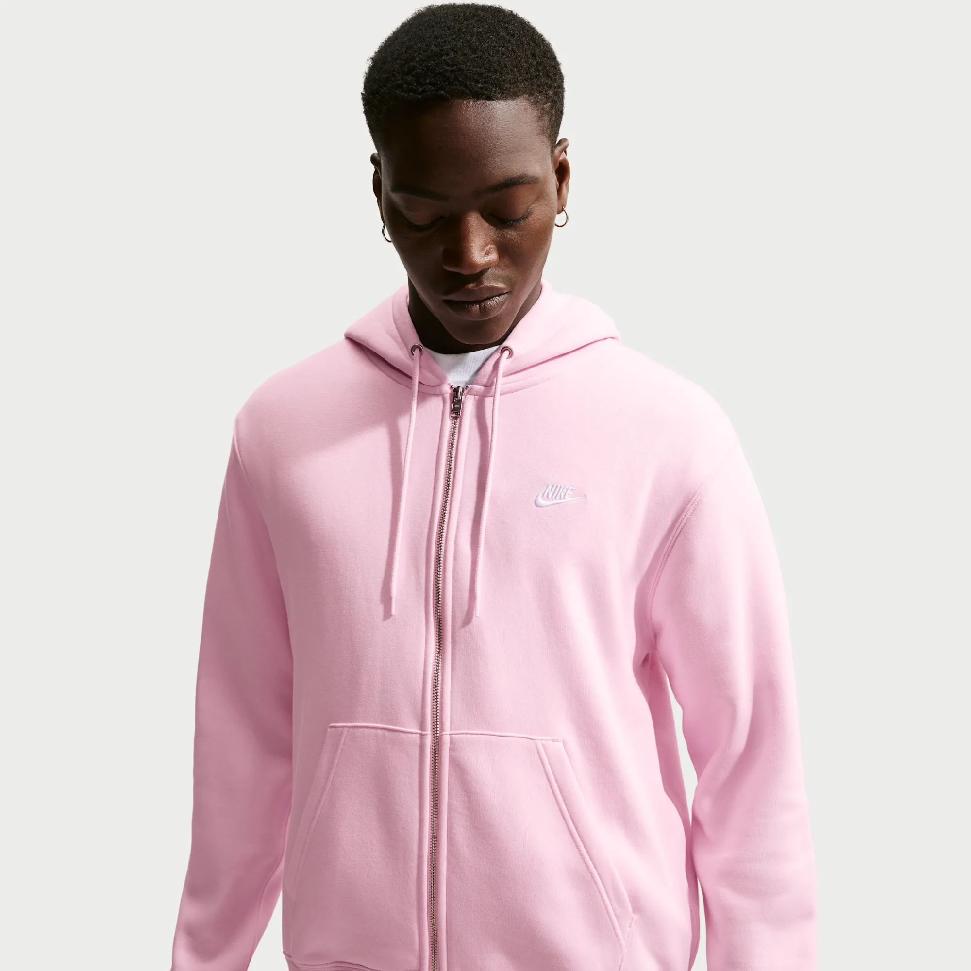 Nike Club Men's Full-Zip Fleece Hoodie - Pink - Fleece