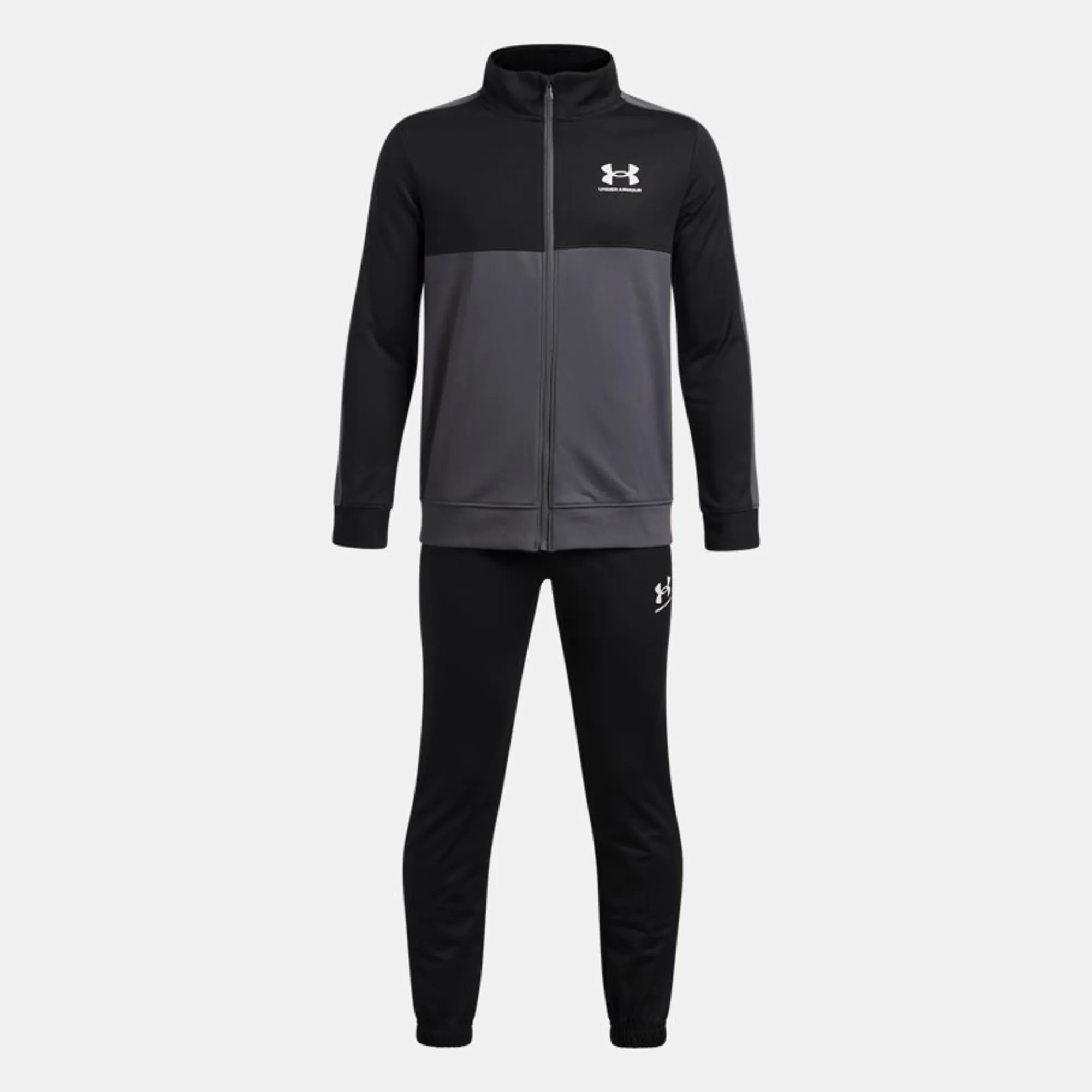 Under Armour Rival Colorblock Boys' Knit Tracksuit Black / Castlerock / White YXL (63 - 67 in)