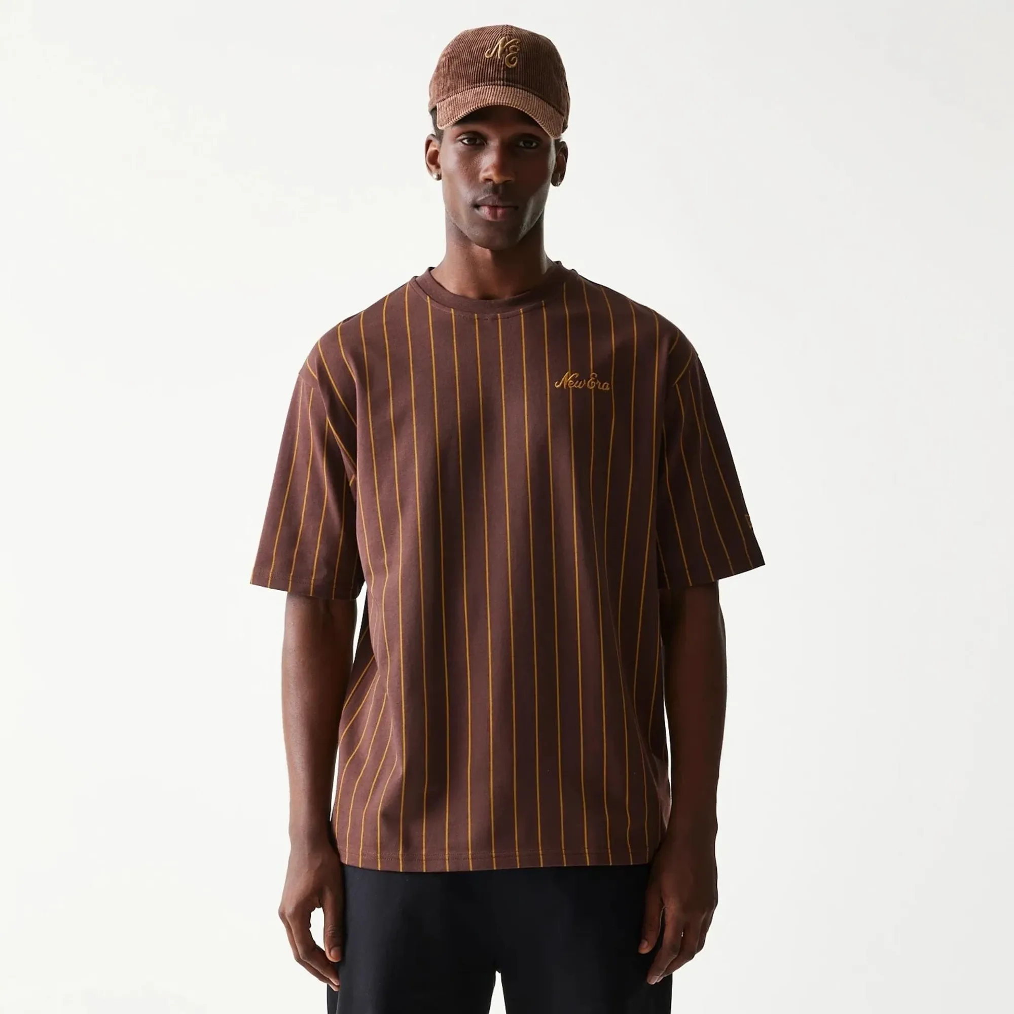 New Era Pinstripe Brown Oversized T-Shirt adult unisex