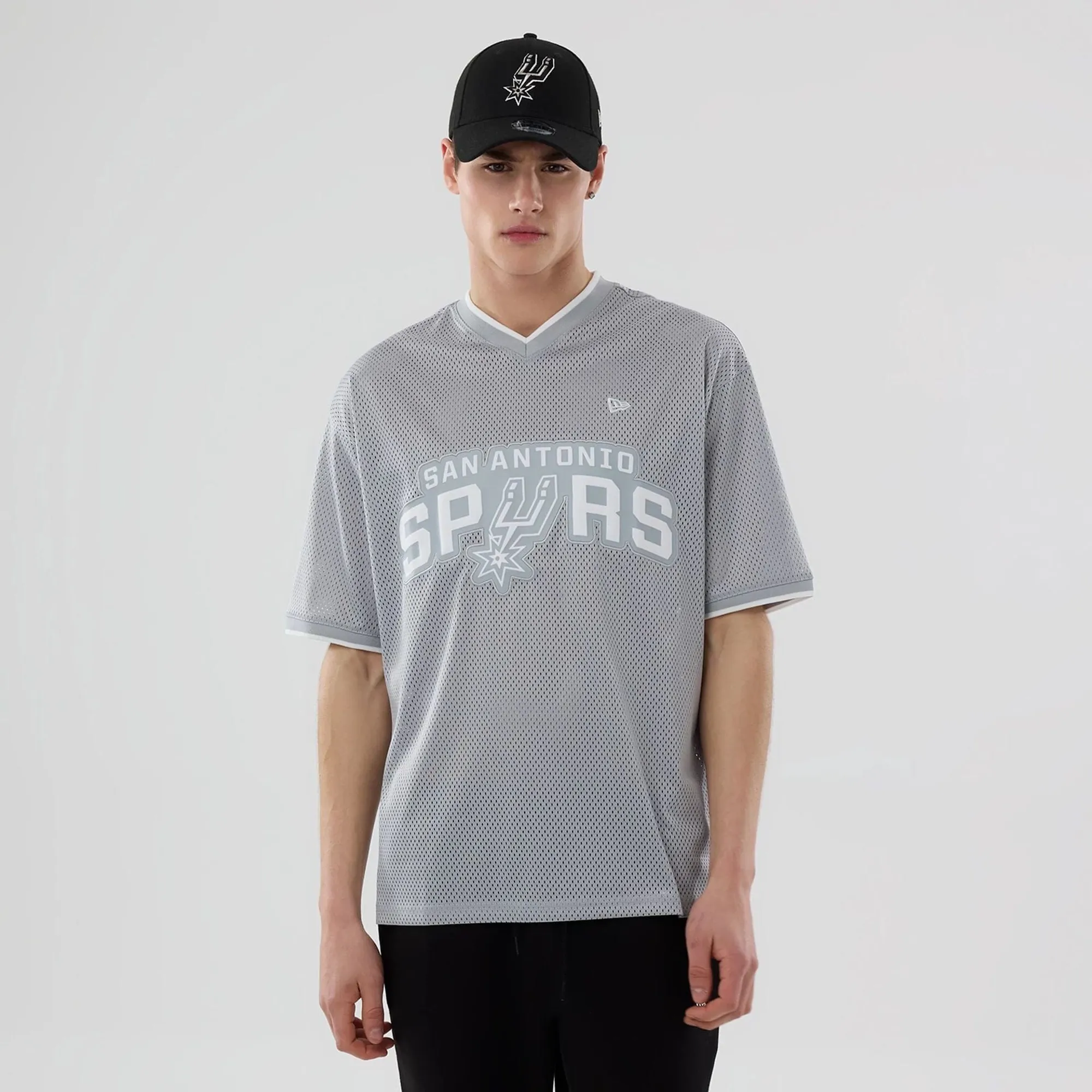 San Antonio Spurs NBA Mesh Grey Oversized T-Shirt New Era Cap adult unisex