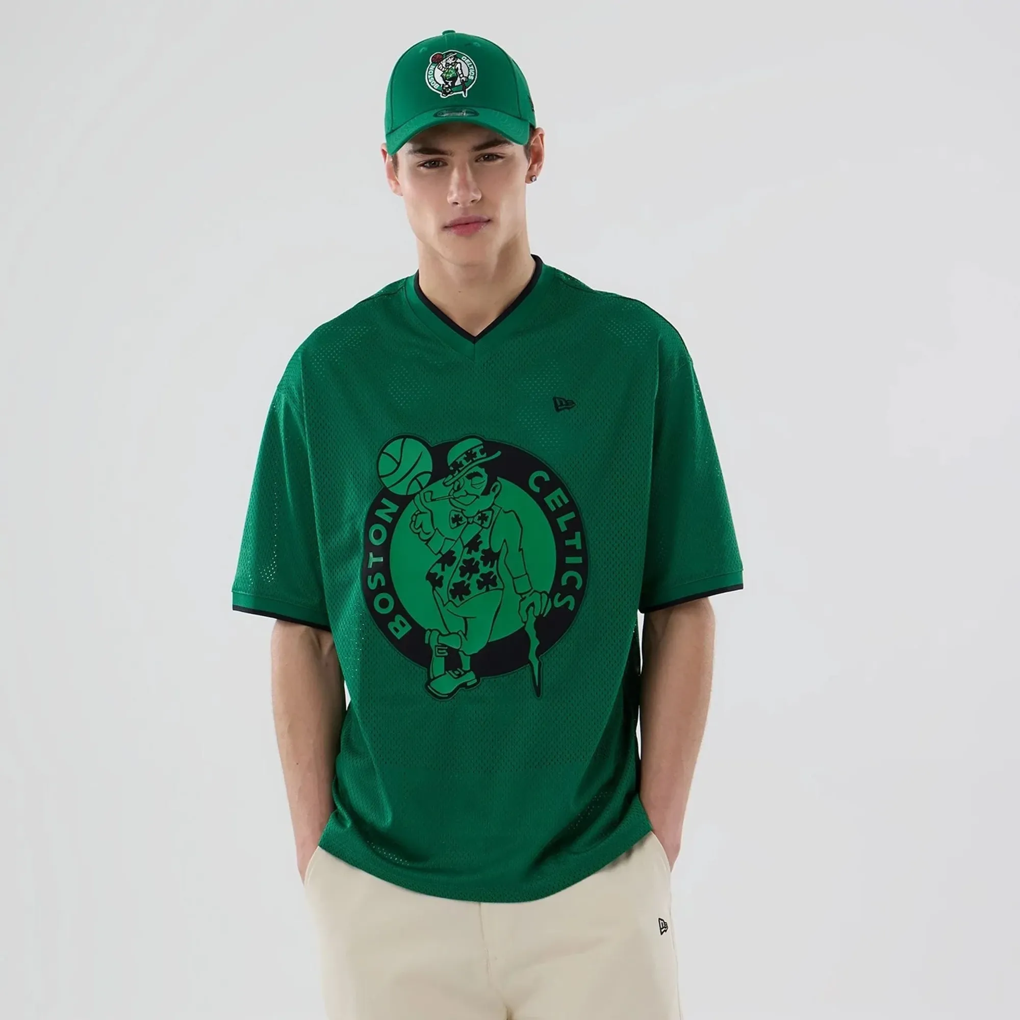 Boston Celtics NBA Mesh Green Oversized T-Shirt New Era Cap adult unisex