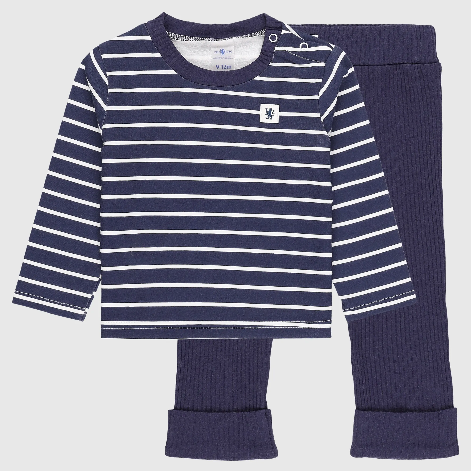 Chelsea Printed Stripe Tee & Rib Pant - Navy - Baby
