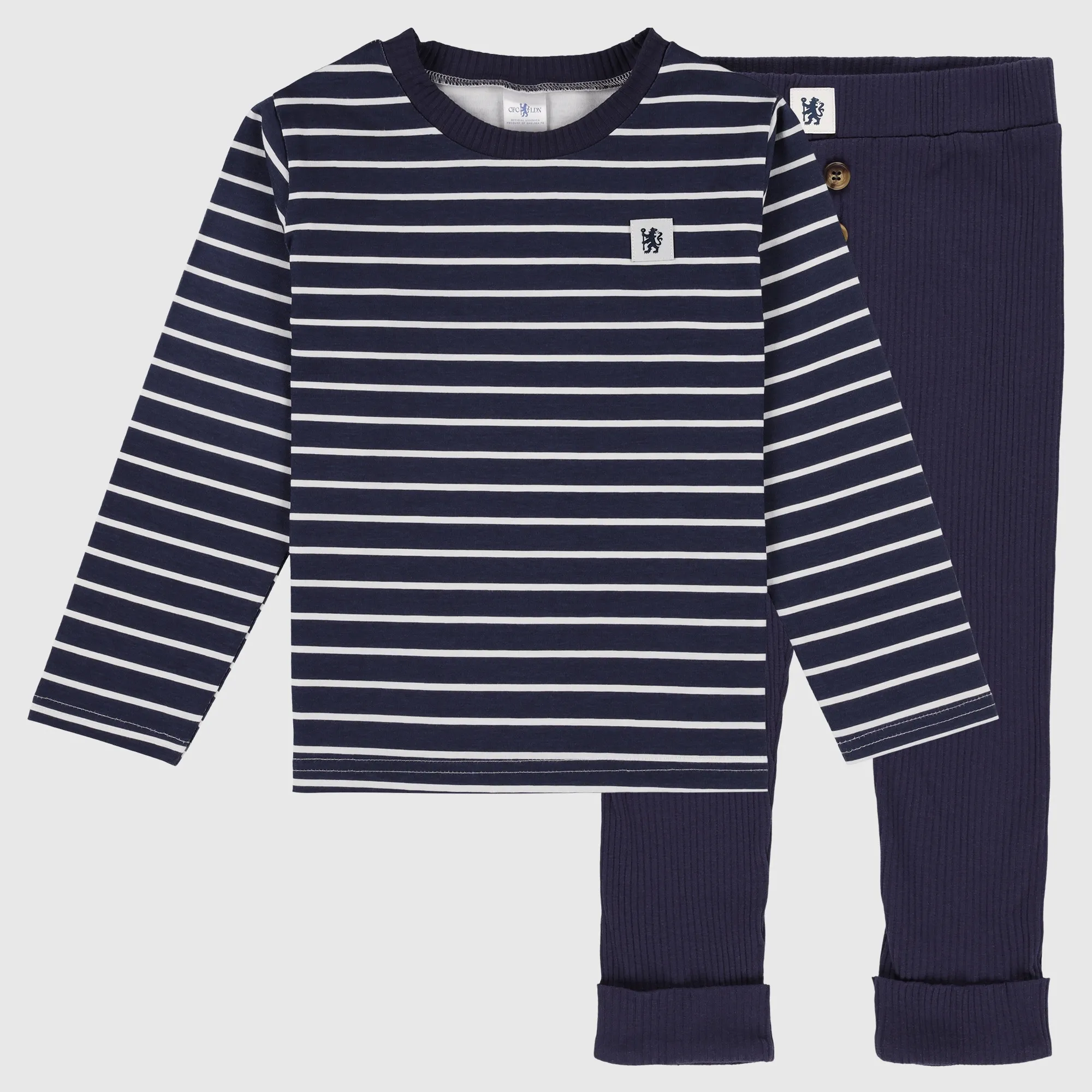 Chelsea Printed Stripe Tee & Rib Pant - Navy - Infant