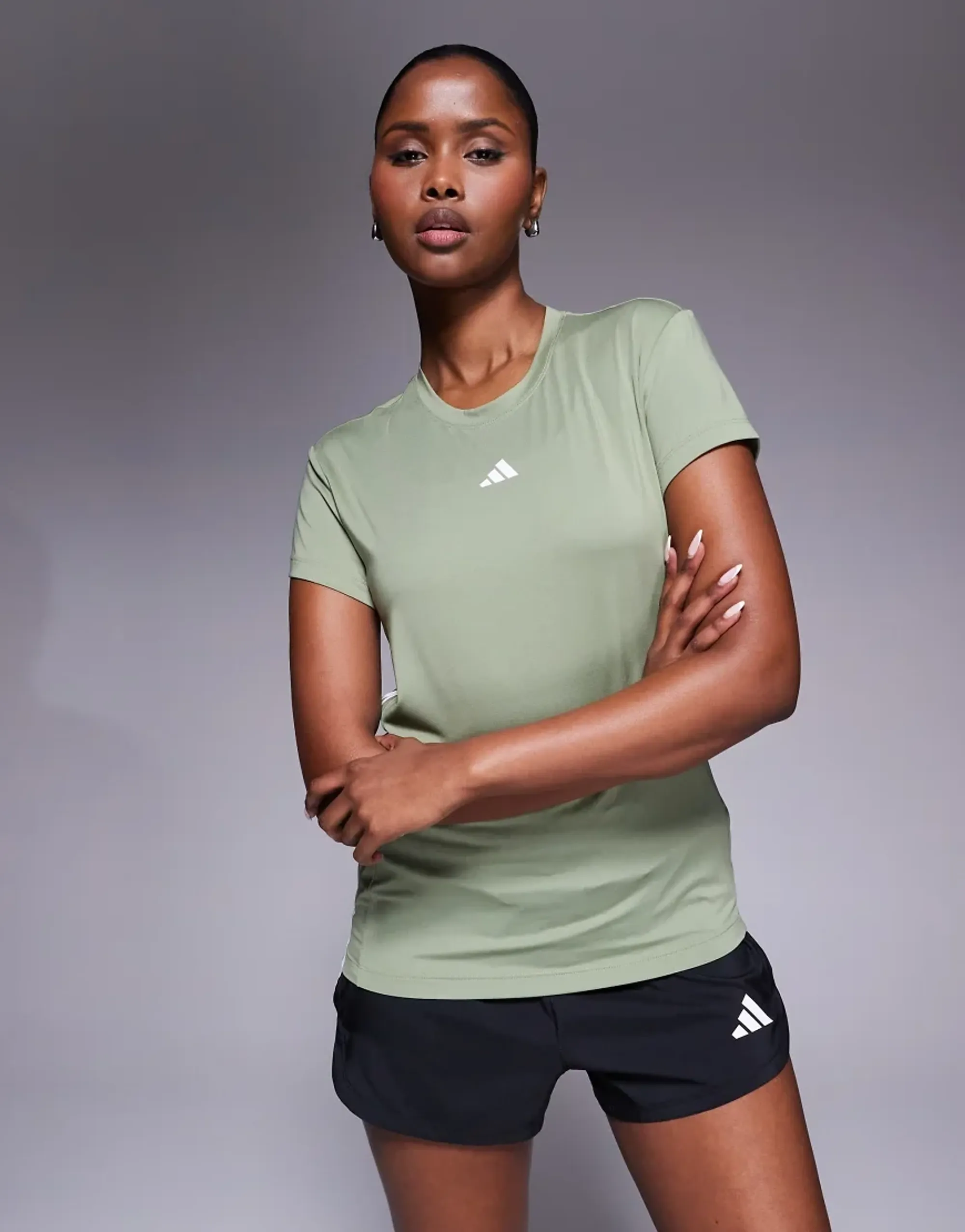 Adidas Training Hyperglam T-Shirt In Khaki-Green