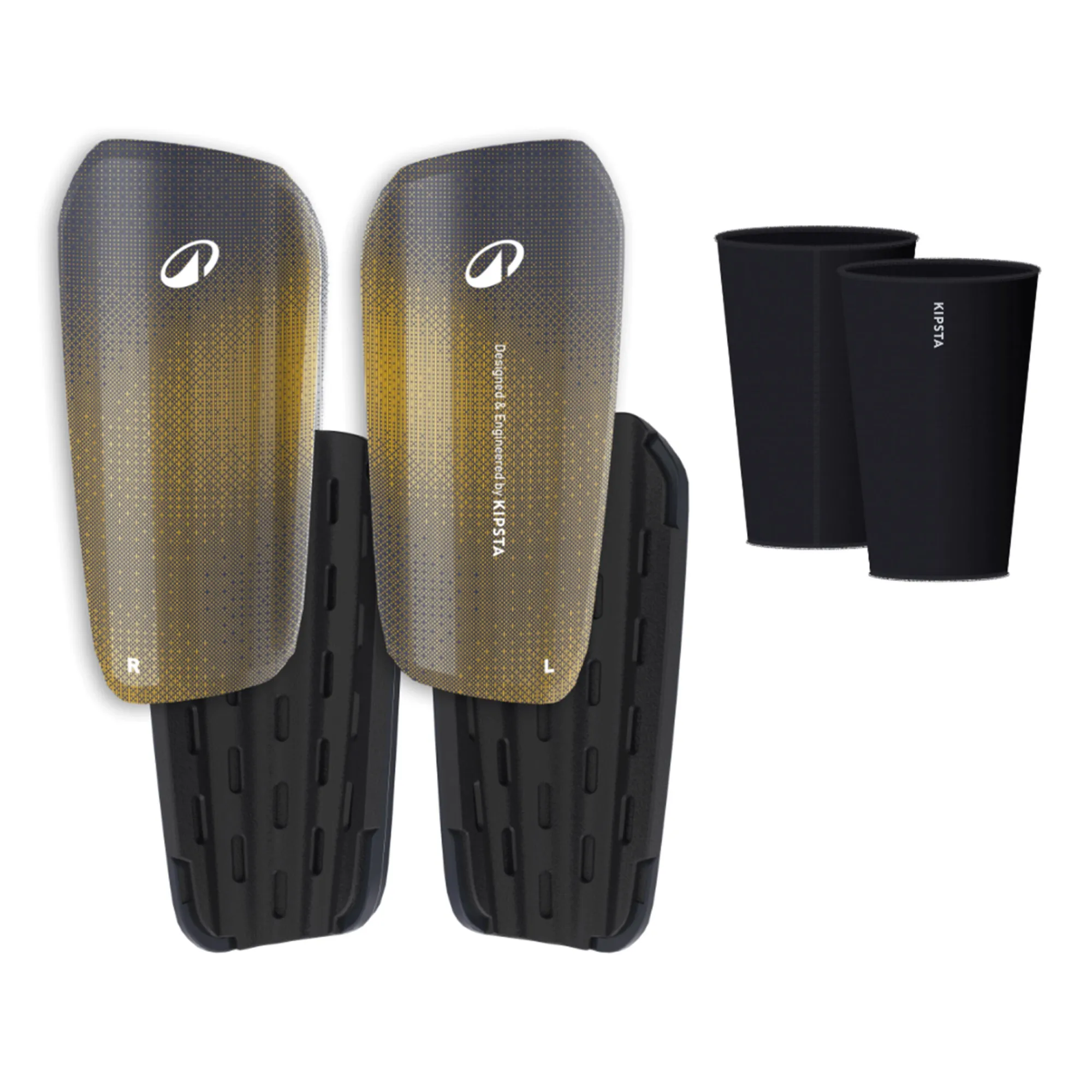 Kids' Football Shin Guards With Support Sleeves F500 - Blue