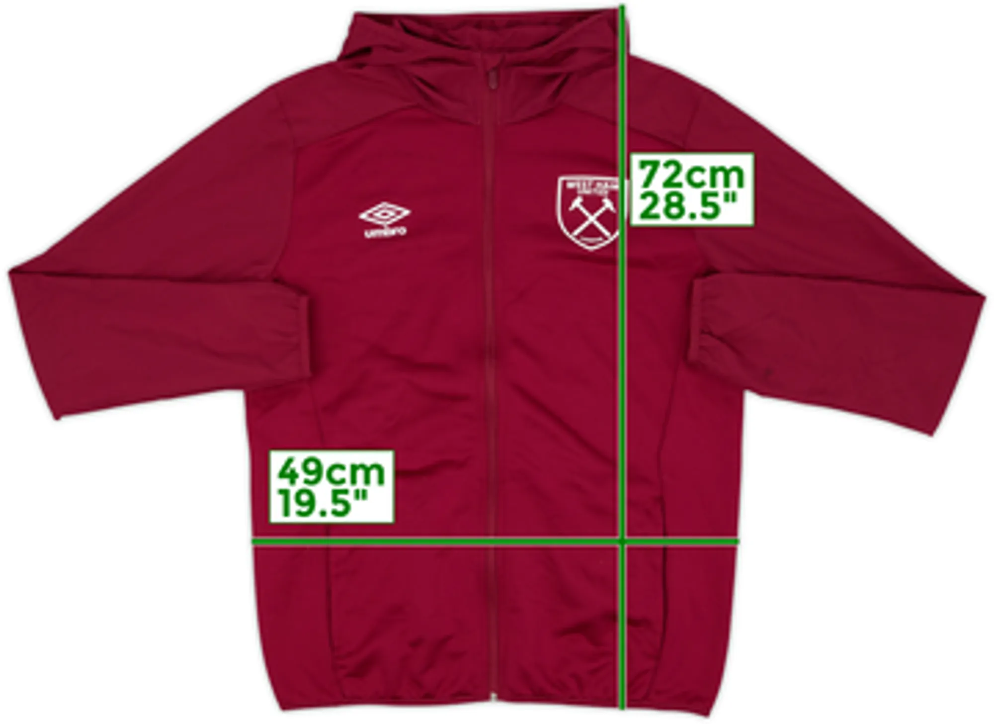 2022-23 West Ham Umbro Hooded Track Jacket - 8/10 - (M)
