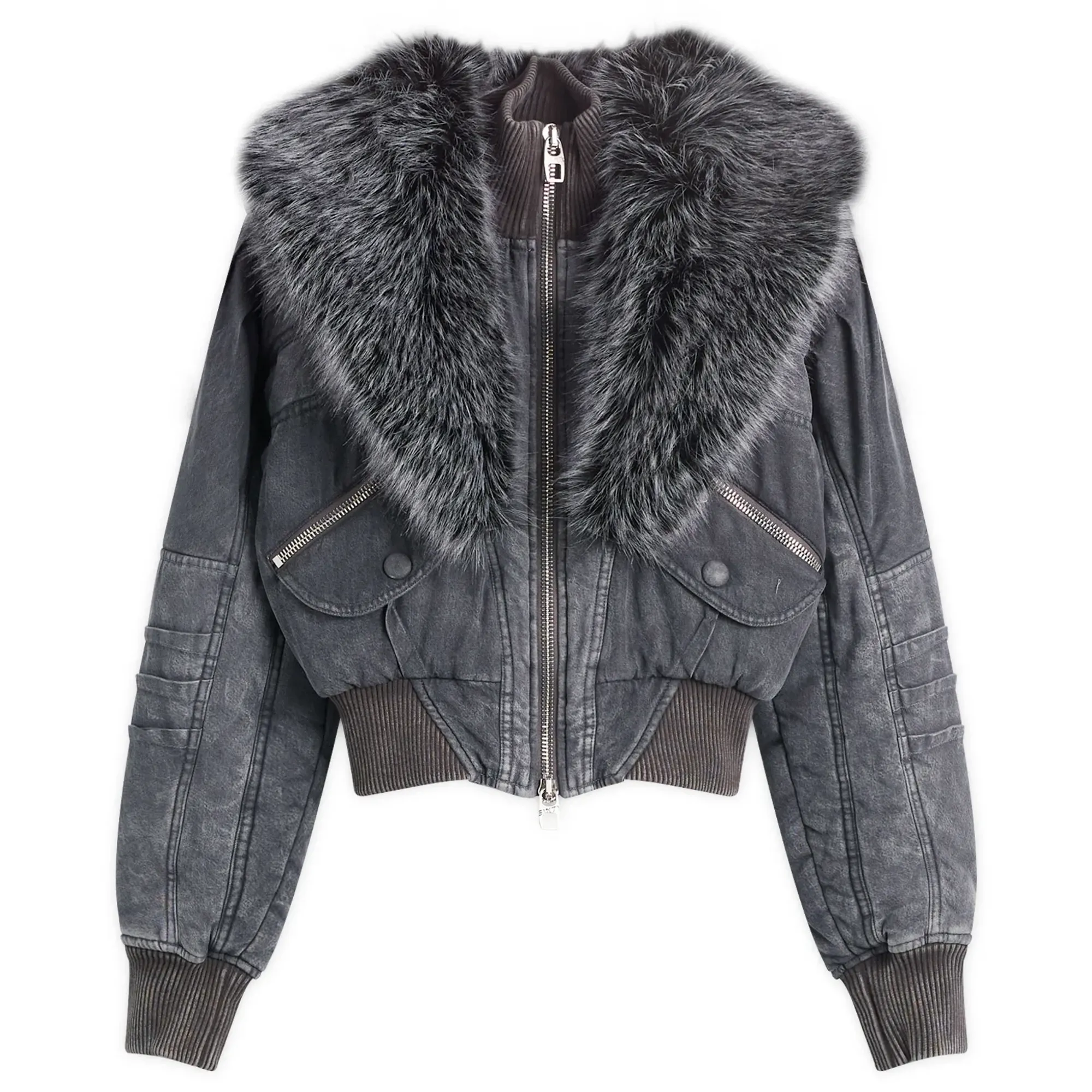 KNWLS x Miss Sixty Women's Bomber Jacket Black Fog