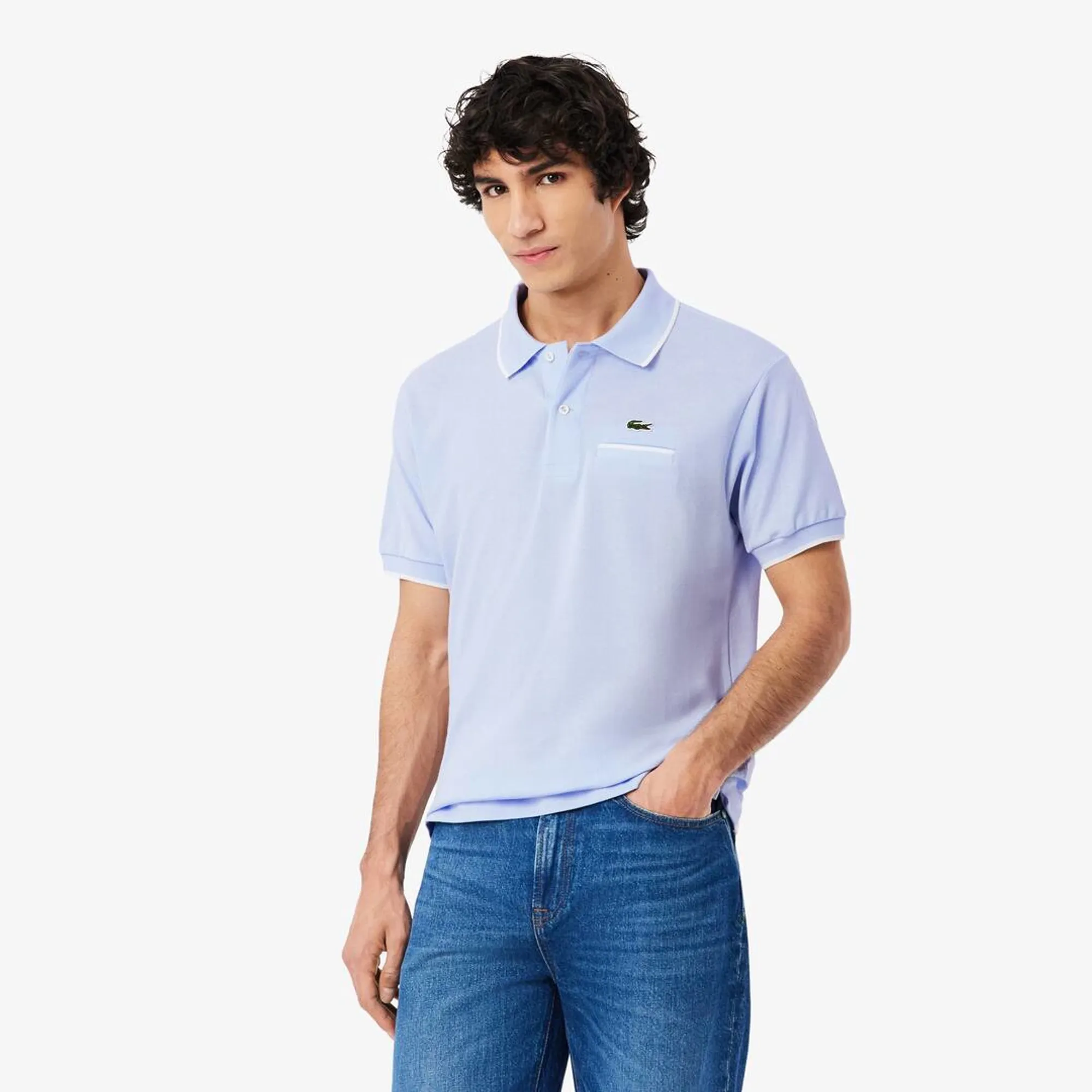 Lacoste Classic Fit Pocket Accent L.12.12 Polo Shirt - Bleu Clair / Blanc
