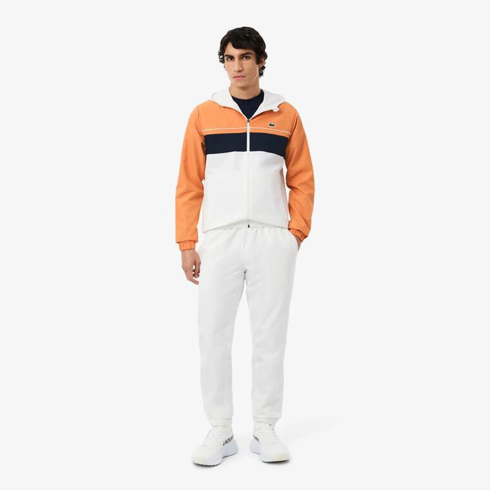 Lacoste Diamond Taffeta Sport Tracksuit - Blanc / Orange / Bleu Marine