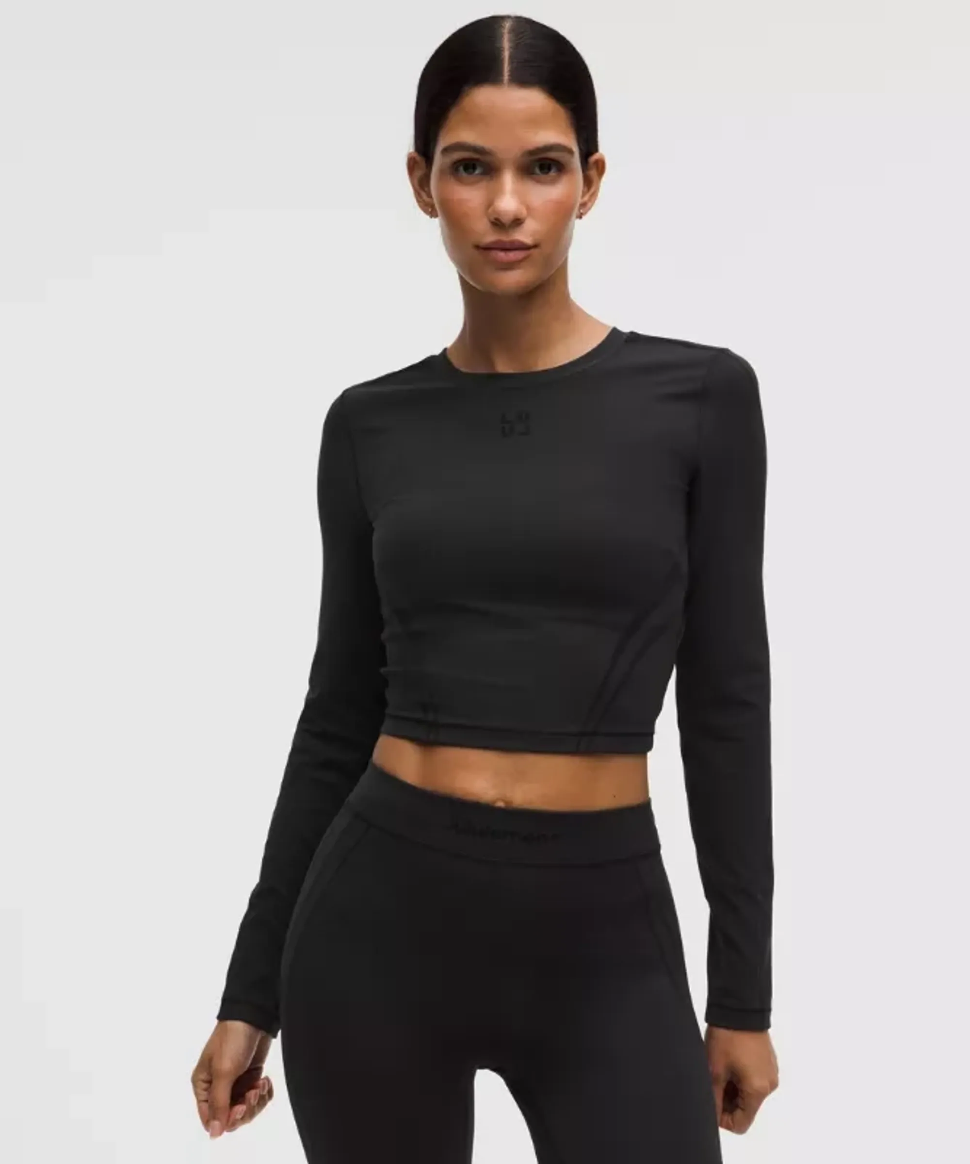 lululemon – Women's Wunder Train Cropped Long-Sleeve Shirt Flocked – Color Black – Size 0