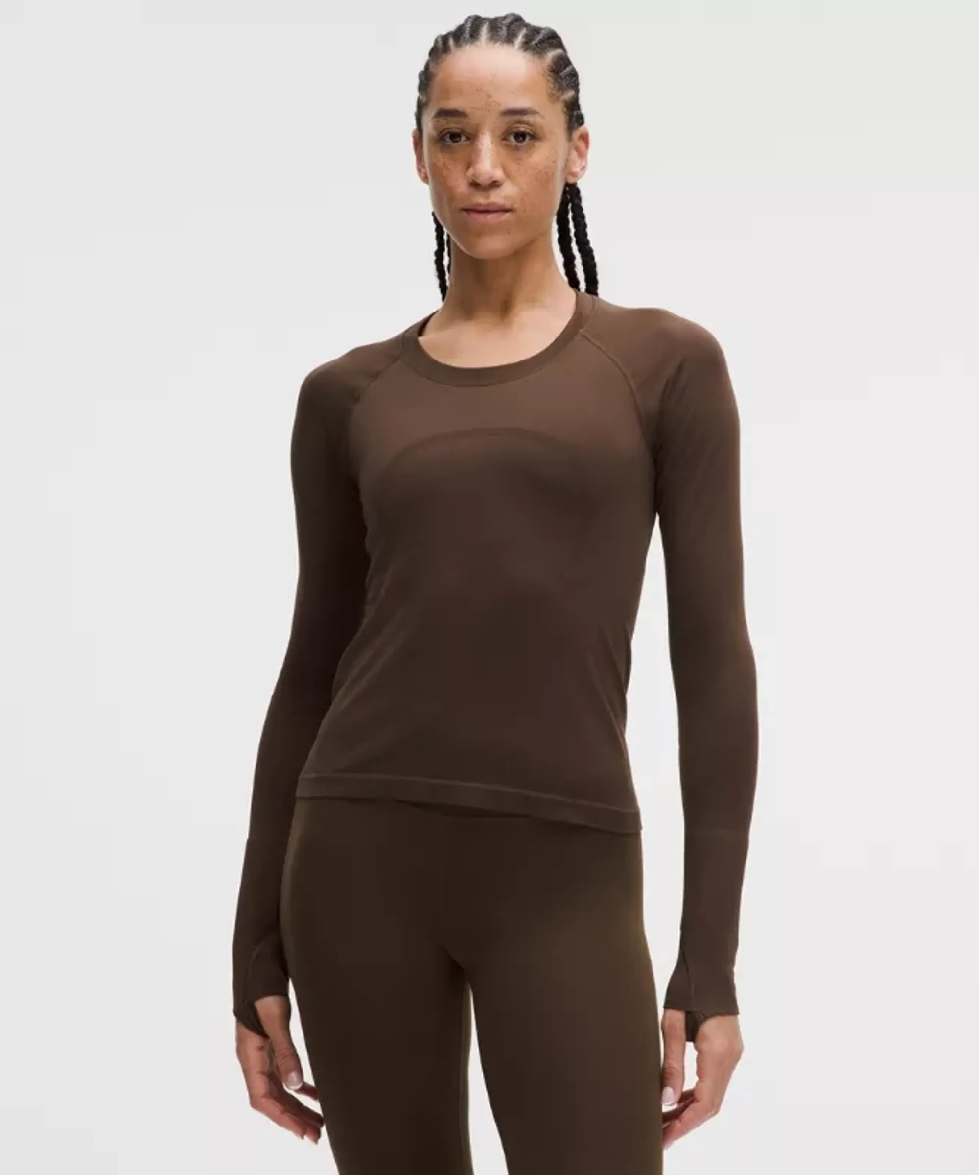 lululemon – Women's Swiftly Tech Long-Sleeve Shirt 2.0 Waist Length – Color Brown – Size 0