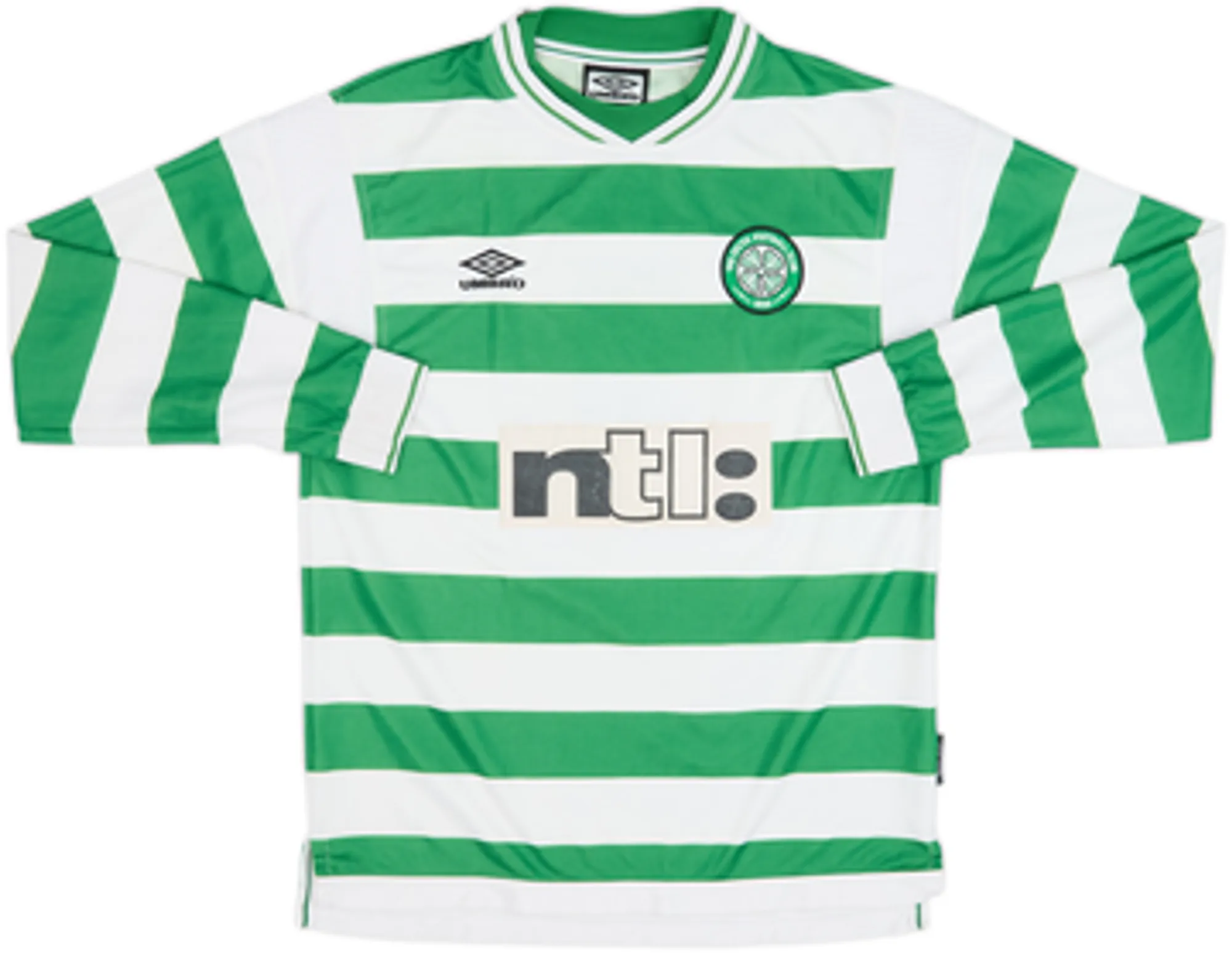 1999-01 Celtic Home L/S Shirt Larsson #7 - 8/10 - (L)