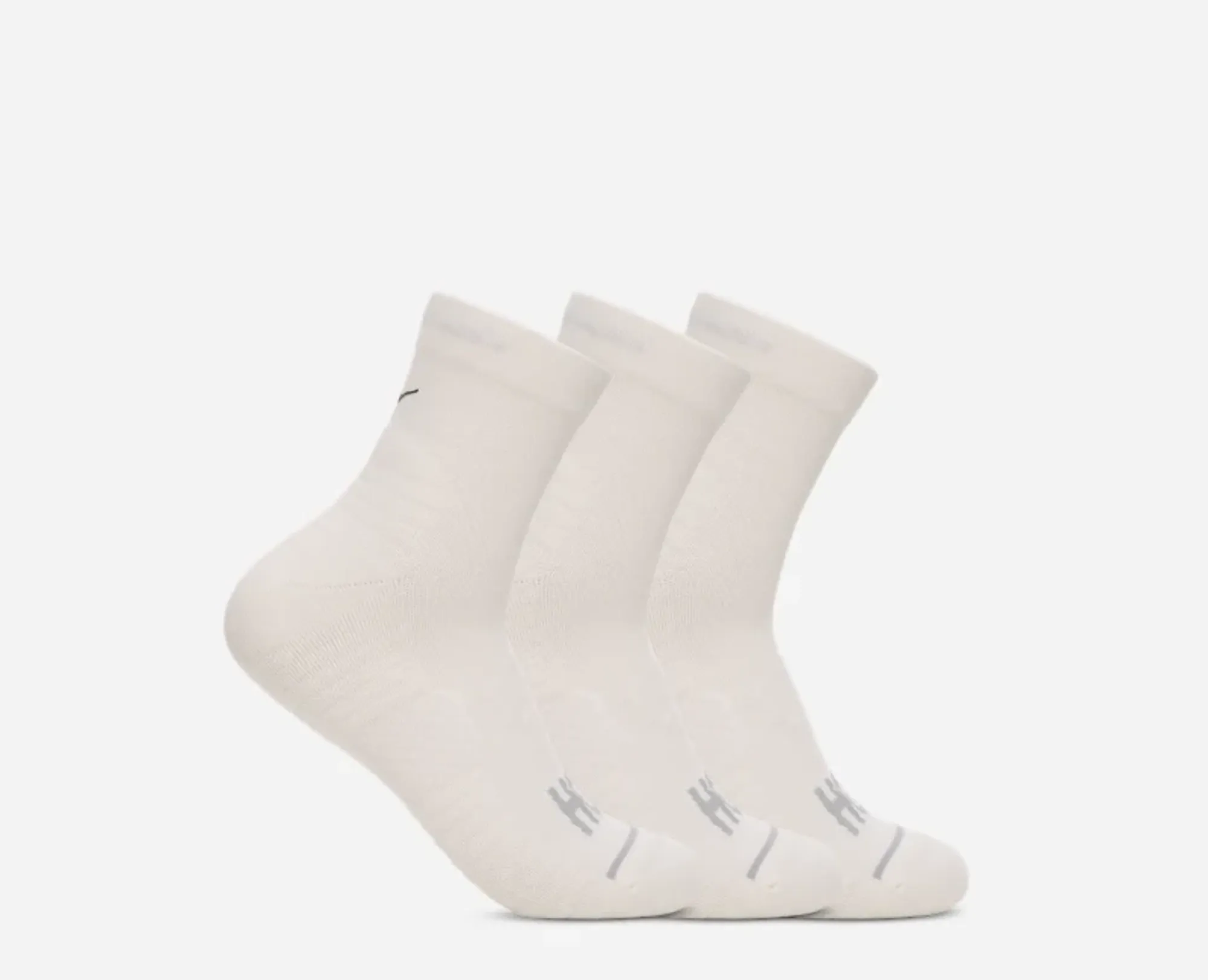 Hoka Quarter Run Sock 3-Pack In White/White/White