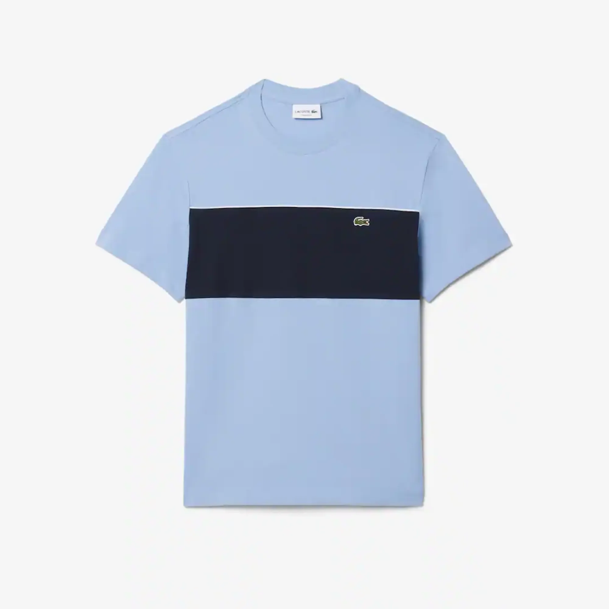 Lacoste Colour-Block Cotton T-shirt - Bleu Clair / Noir
