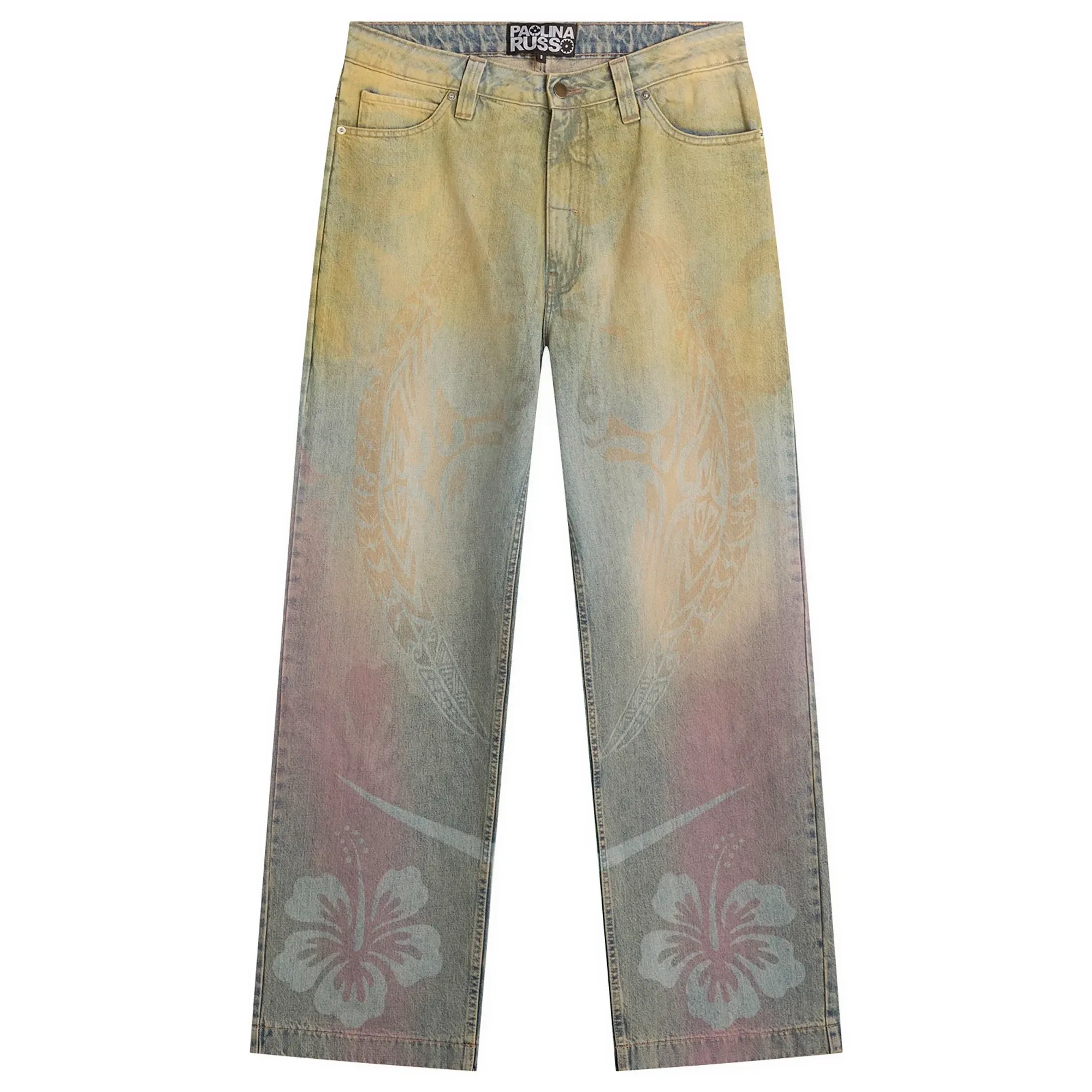 Paolina Russo Women's Denim Baggy Trousers Pastel Rainbow