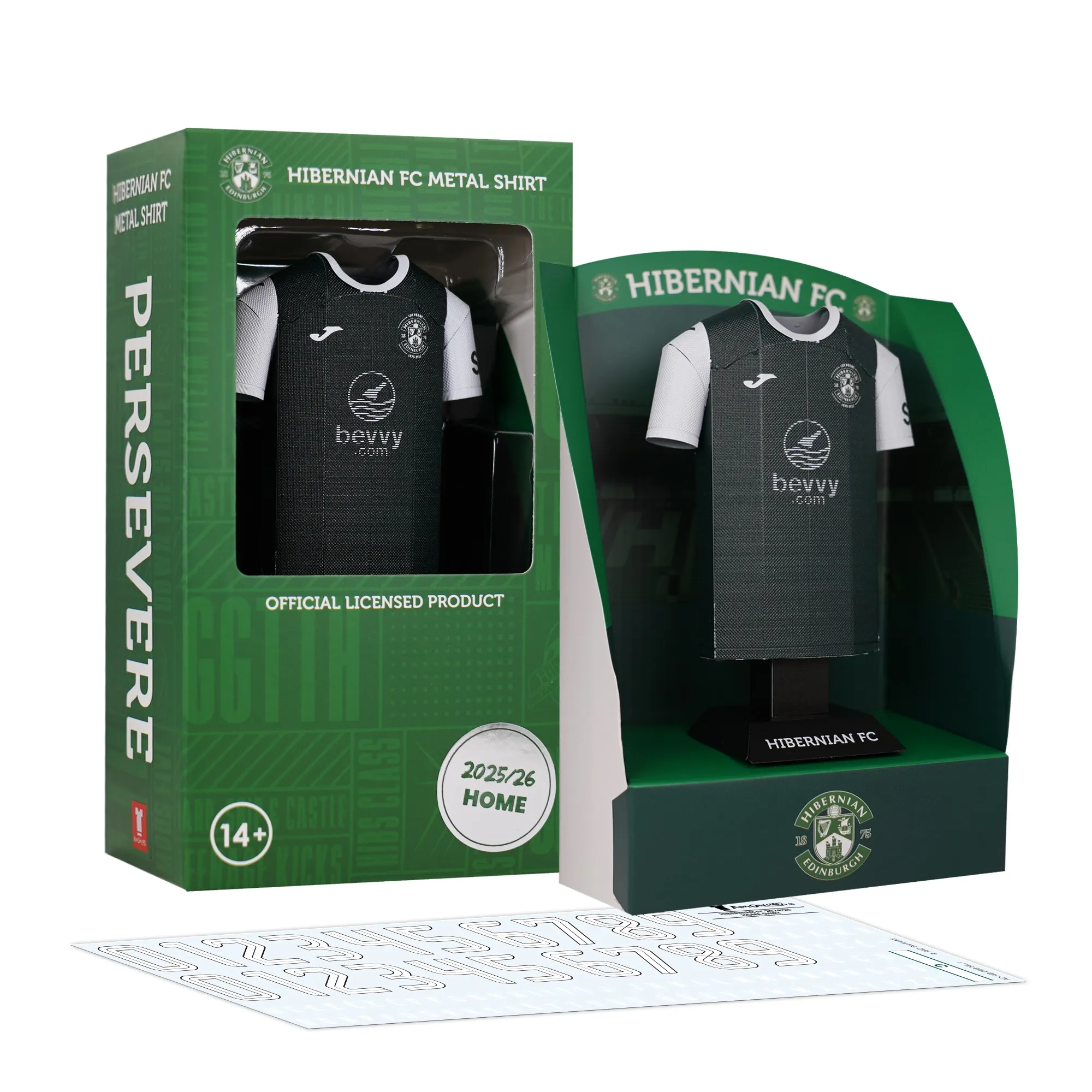 Hibernian Customisable 2025/26 Home Shirt Display Model - Stainless Steel