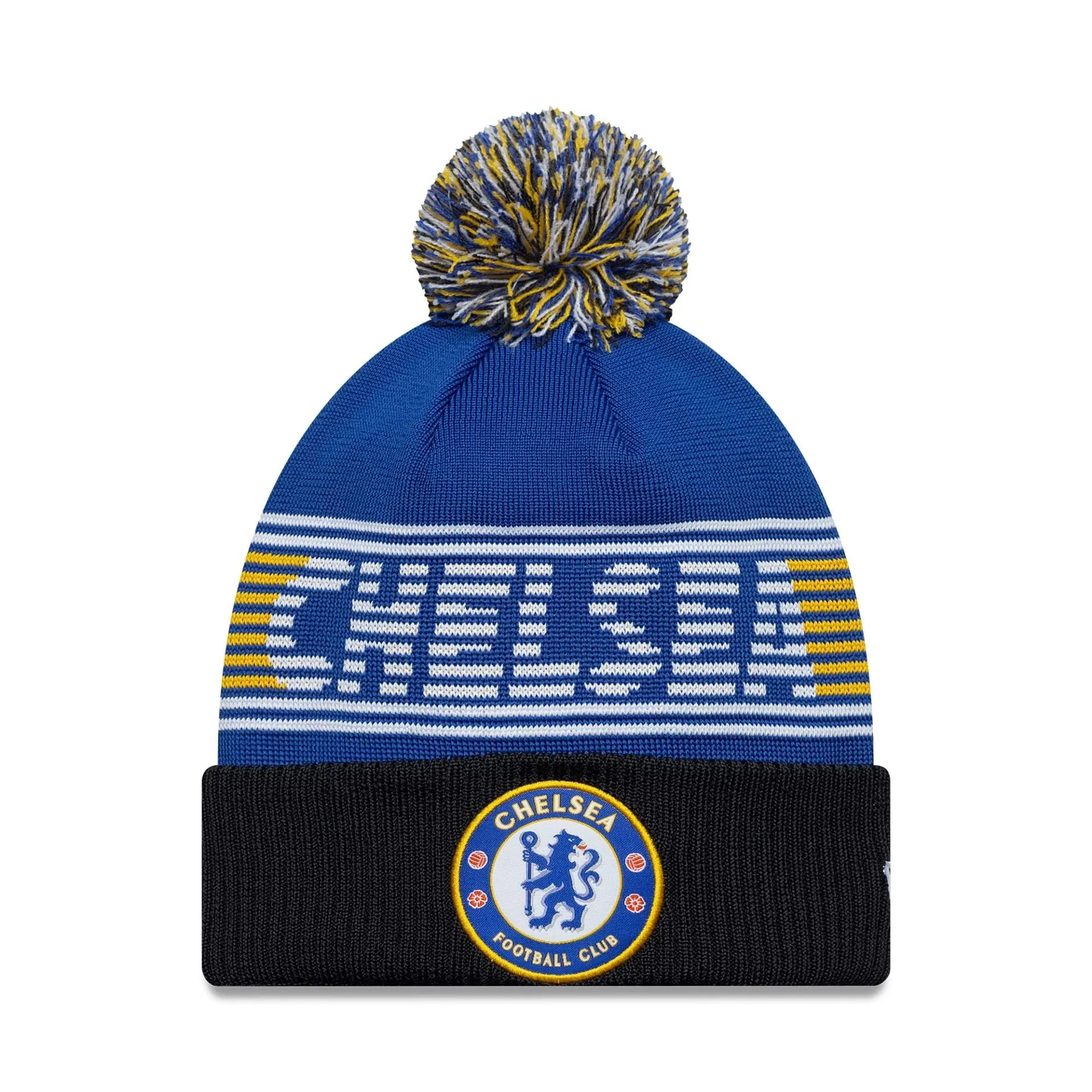Chelsea FC Lion Crest Blue Bobble Knit Beanie Hat New Era Cap adult unisex
