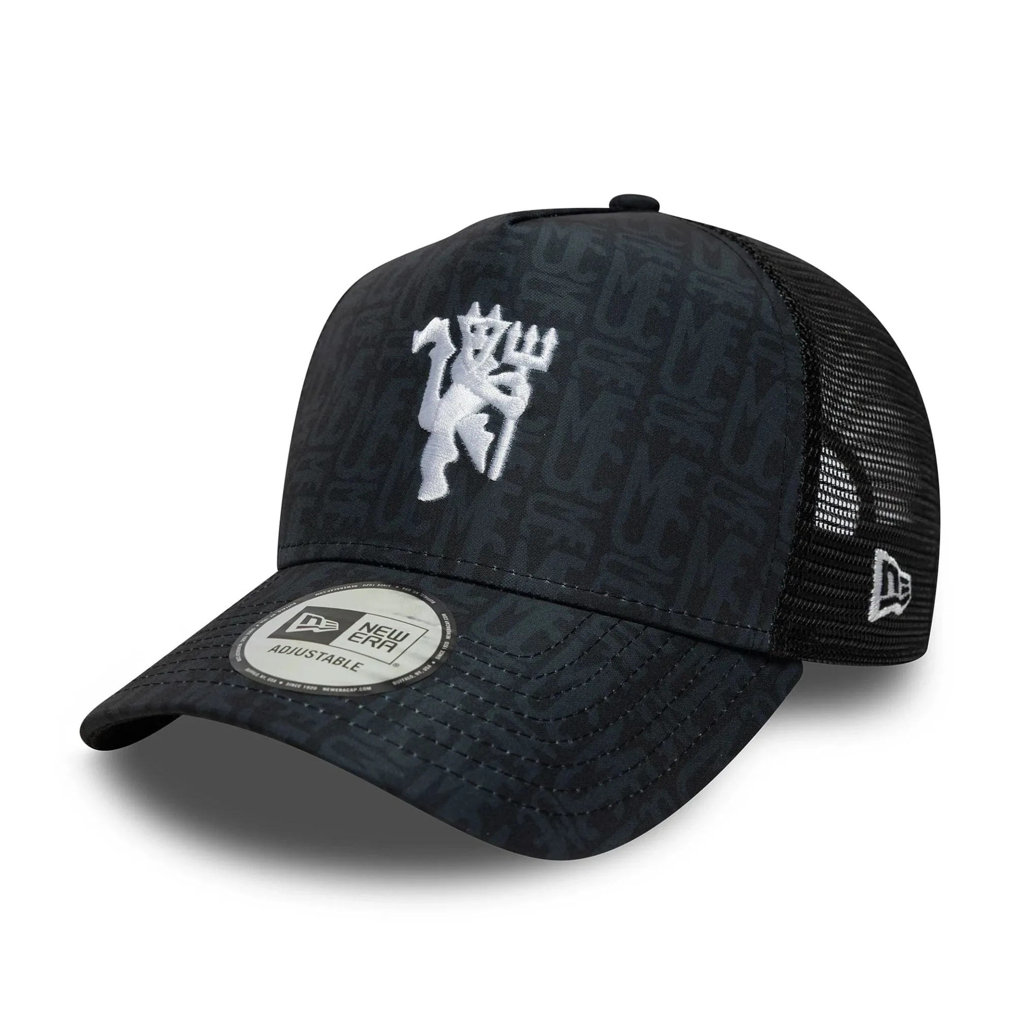 Manchester United FC All Over Print Black 9FORTY A-Frame Trucker Cap New Era Cap adult unisex