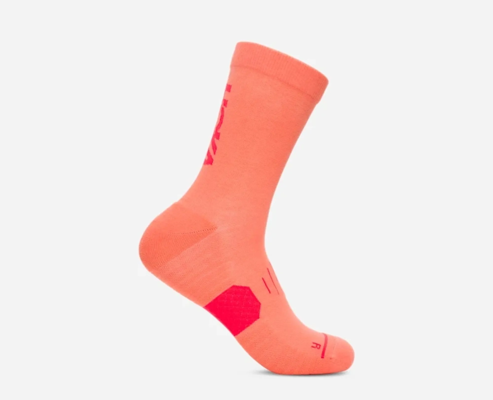 Hoka Graphic Crew Run Sock In Neon Cantaloupe