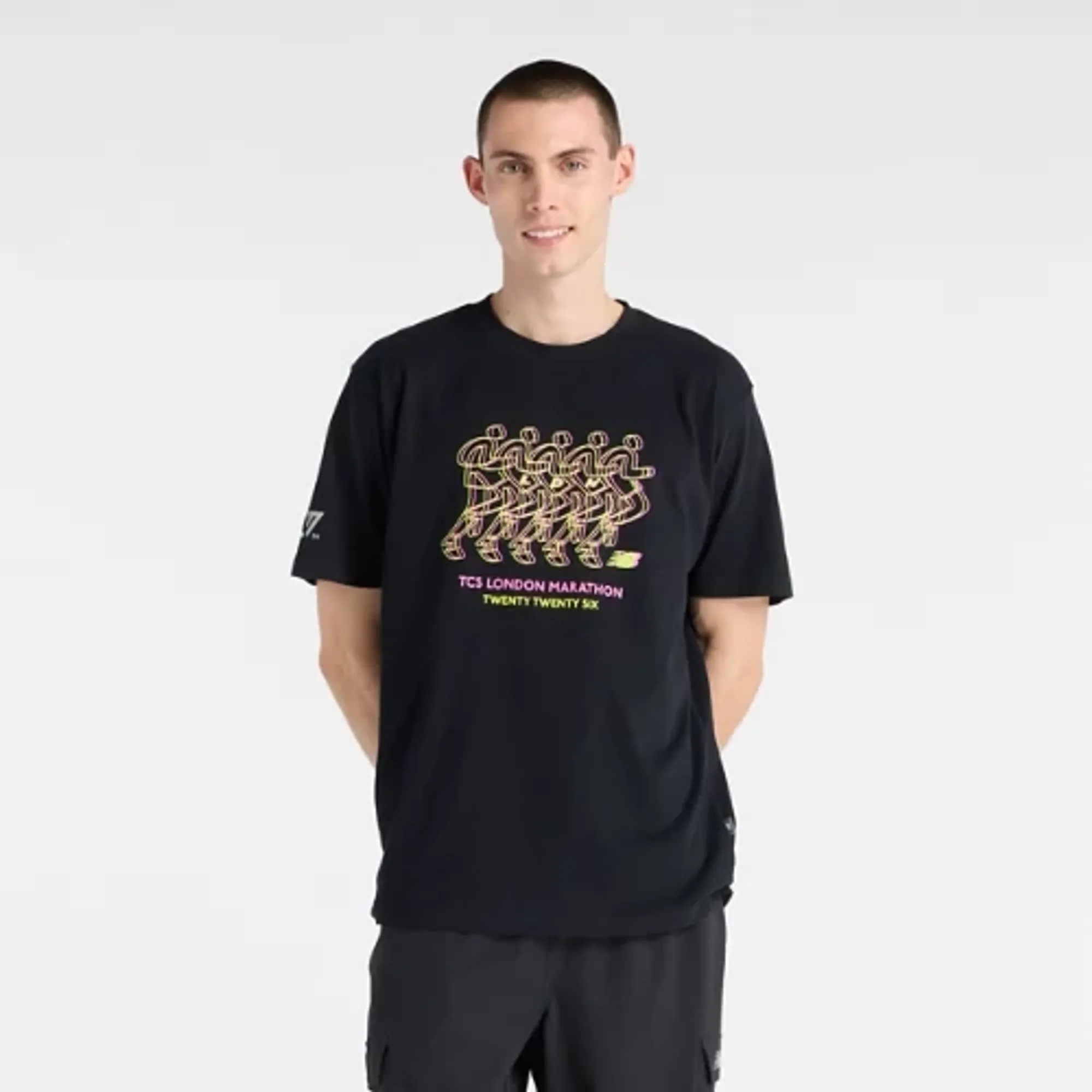 New Balance Men's London Edition Graphic T-Shirt 4 in Black Cotton