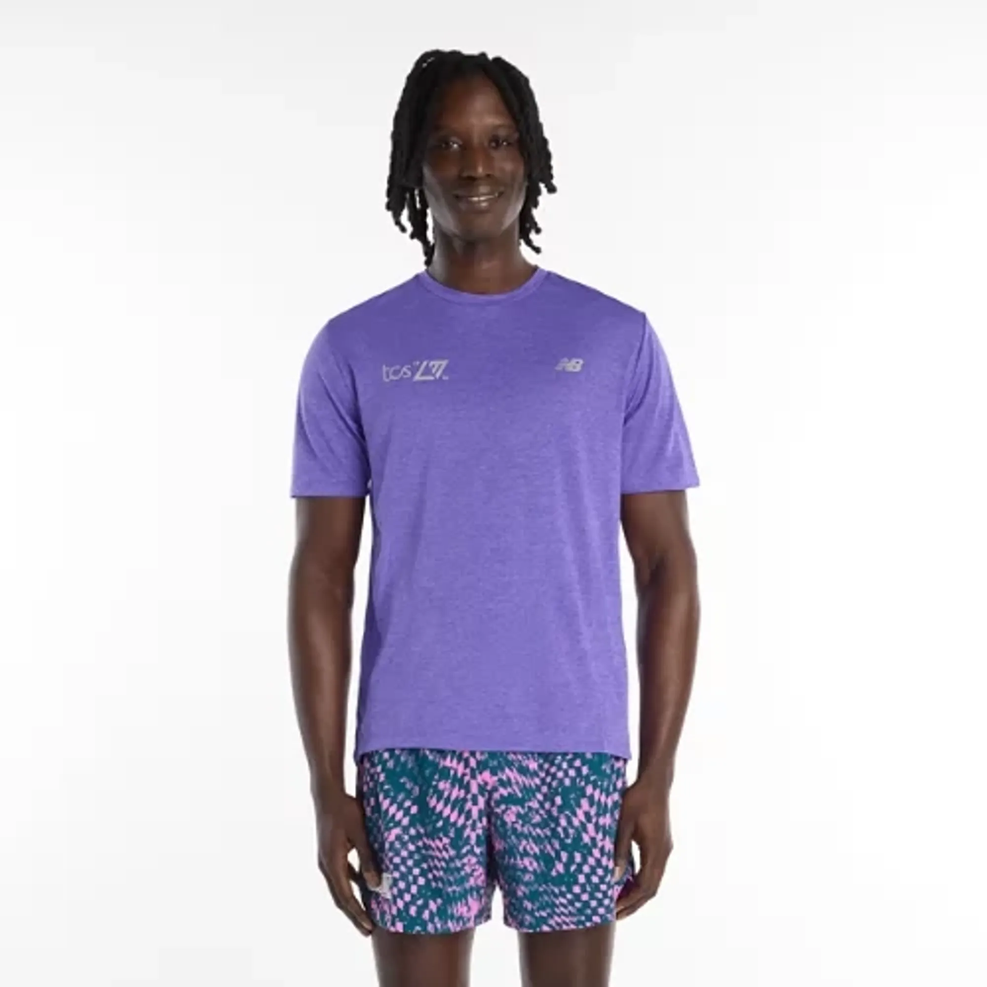 New Balance Men's London Edition RC Essential T-Shirt in Purple Polyester