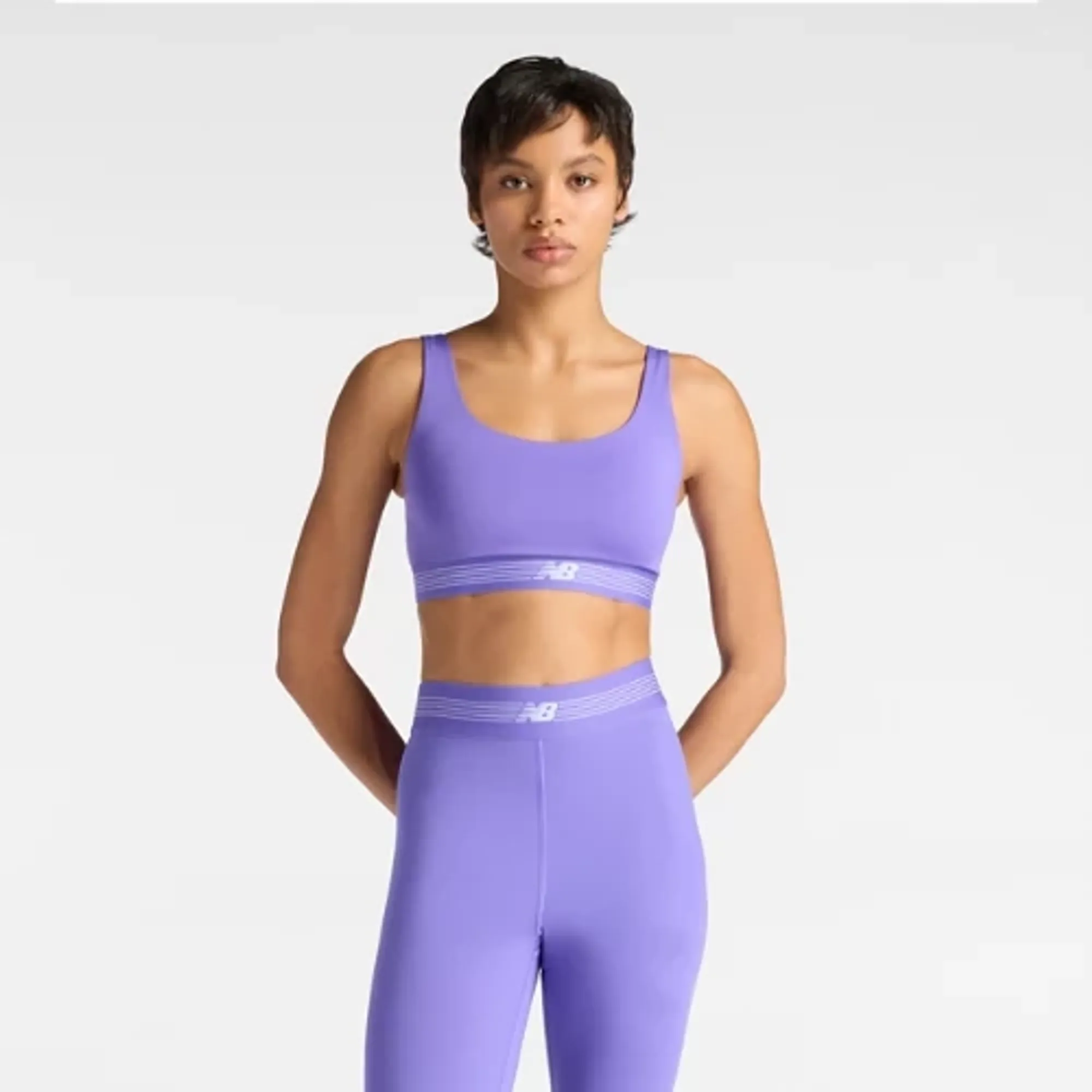 New Balance Women AC Train Bra in Purple Poly Knit
