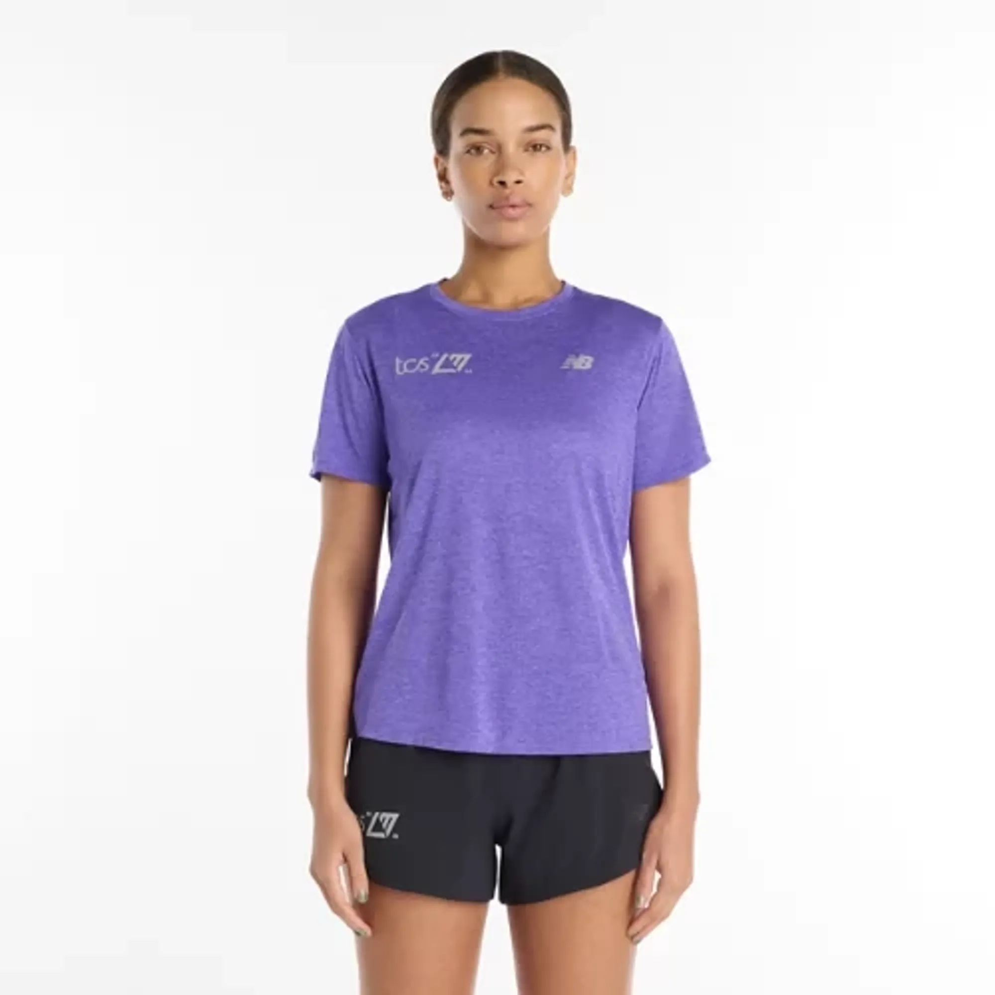 New Balance Women London Edition RC Essential T-Shirt in Purple Polyester