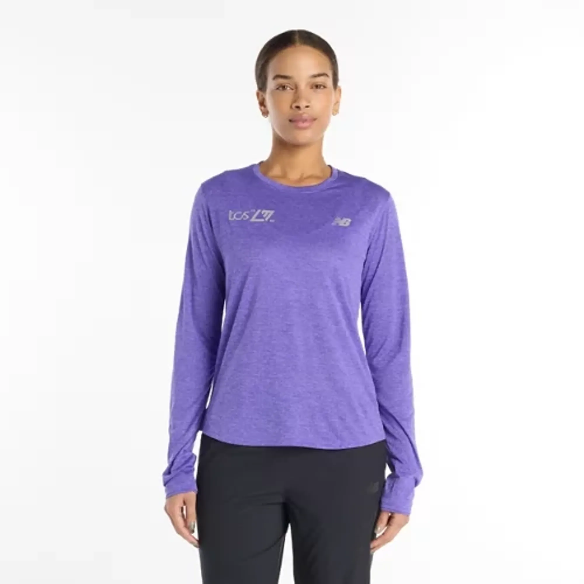 New Balance Women London Edition RC Essential Long Sleeve in Purple Polyester