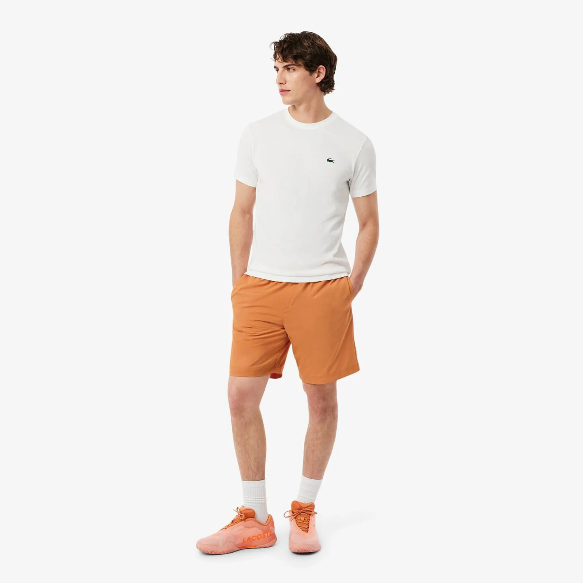 Lacoste Lightweight Diamond Taffeta Sport Shorts - Orange