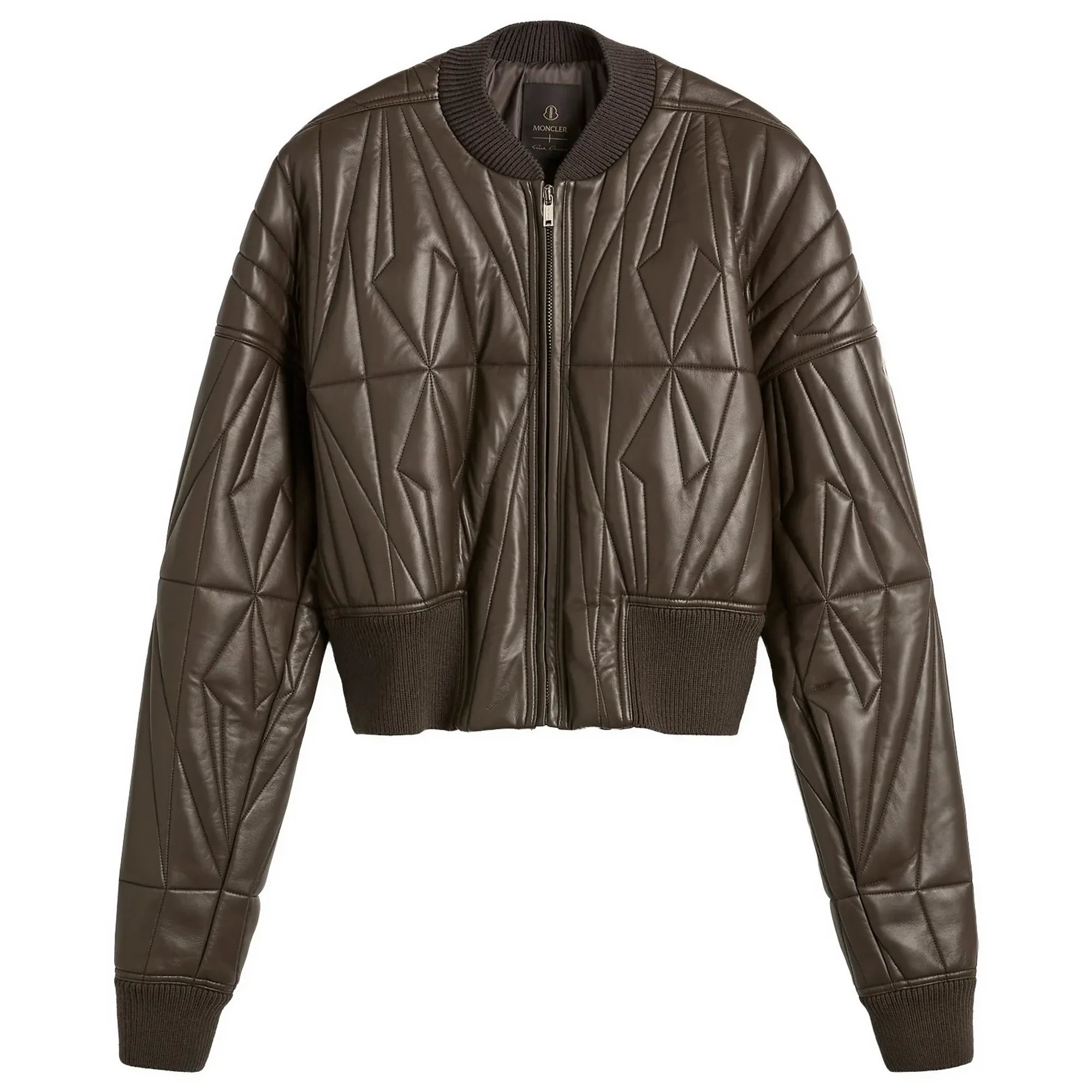 Rick Owens x Moncler Geocamo Cropped Leather Jacket Dark Dust