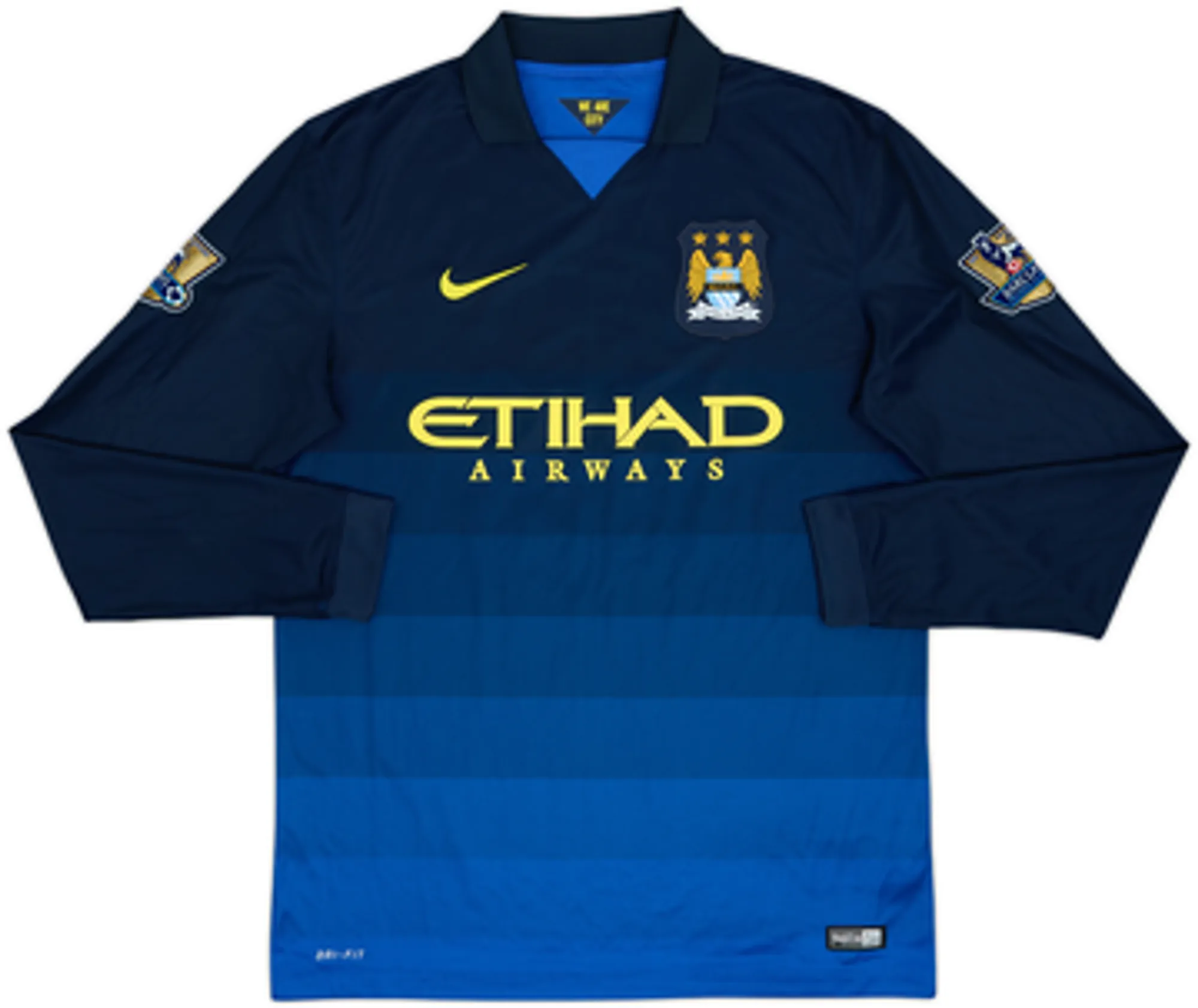 2014-15 Manchester City Away L/S Shirt Jovetic #35 - 9/10 - (M)