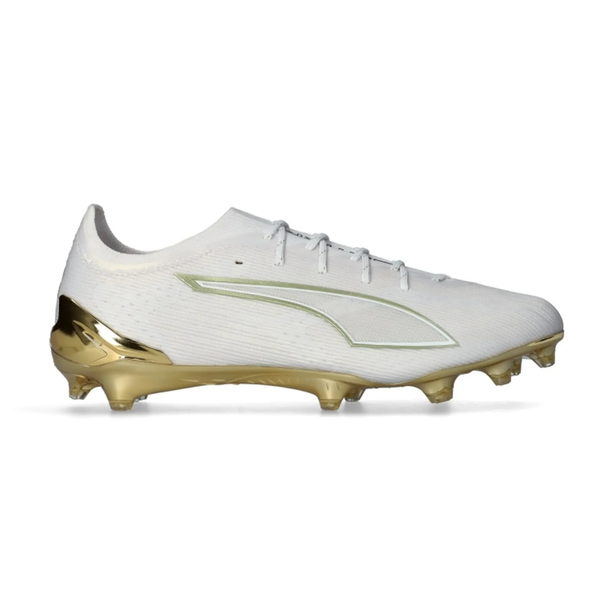 PUMA Ultra 6 Ultimate FG Football Boots Unisex, White/Metallic Gold/Black, size 10
