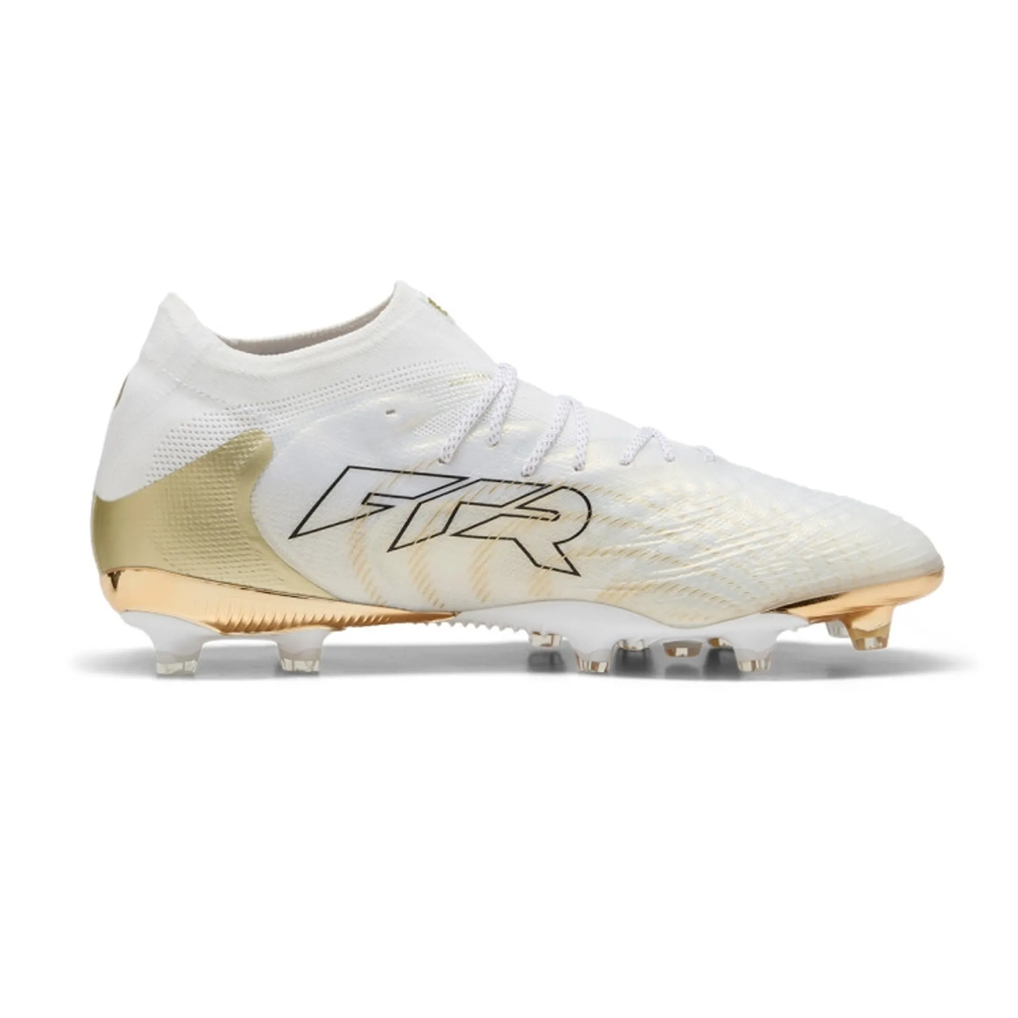 PUMA Future 9 Ultimate Ag Football Boots Unisex, White/Metallic Gold/Black, size 10