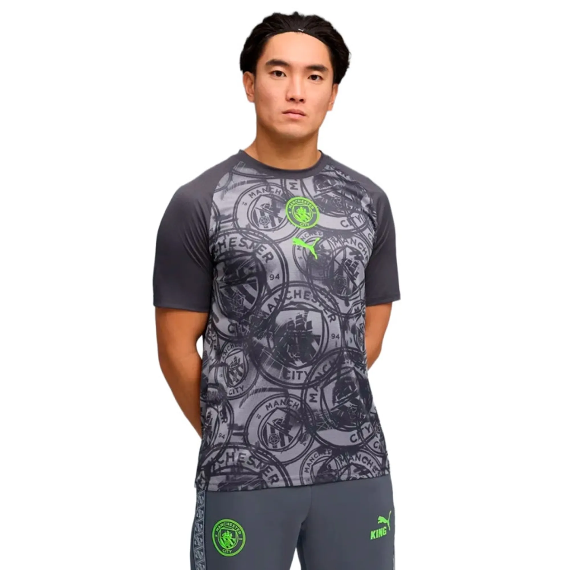 PUMA Manchester City Warmup Jersey Men, Galactic Grey/Pro Green, size 3XL