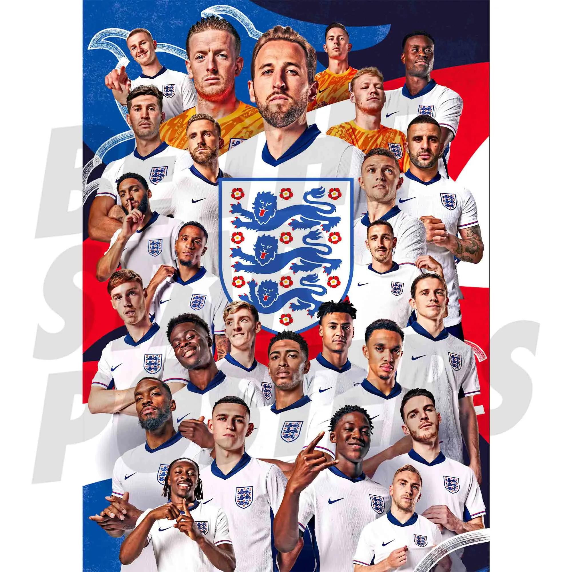 England Player Squad Montage A2 Poster