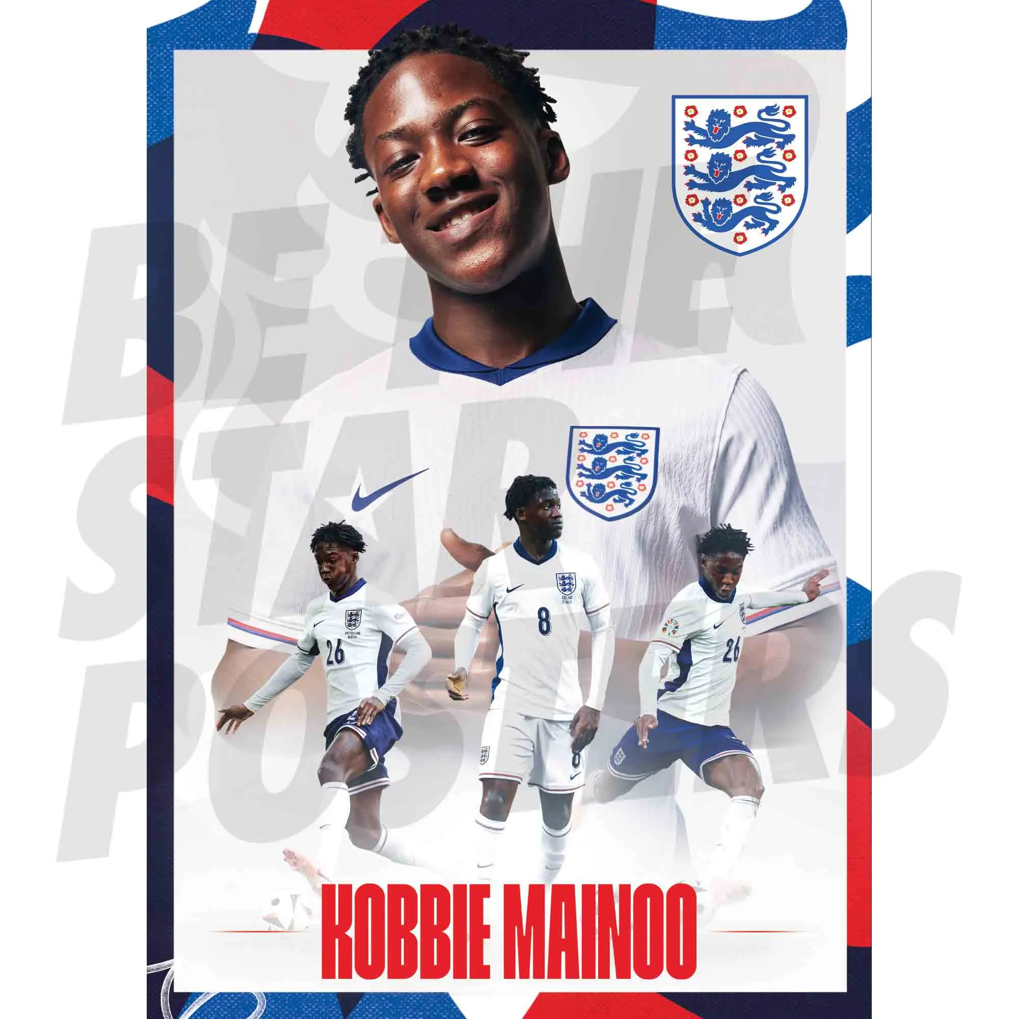 England Kobbie Mainoo Action A2 Poster