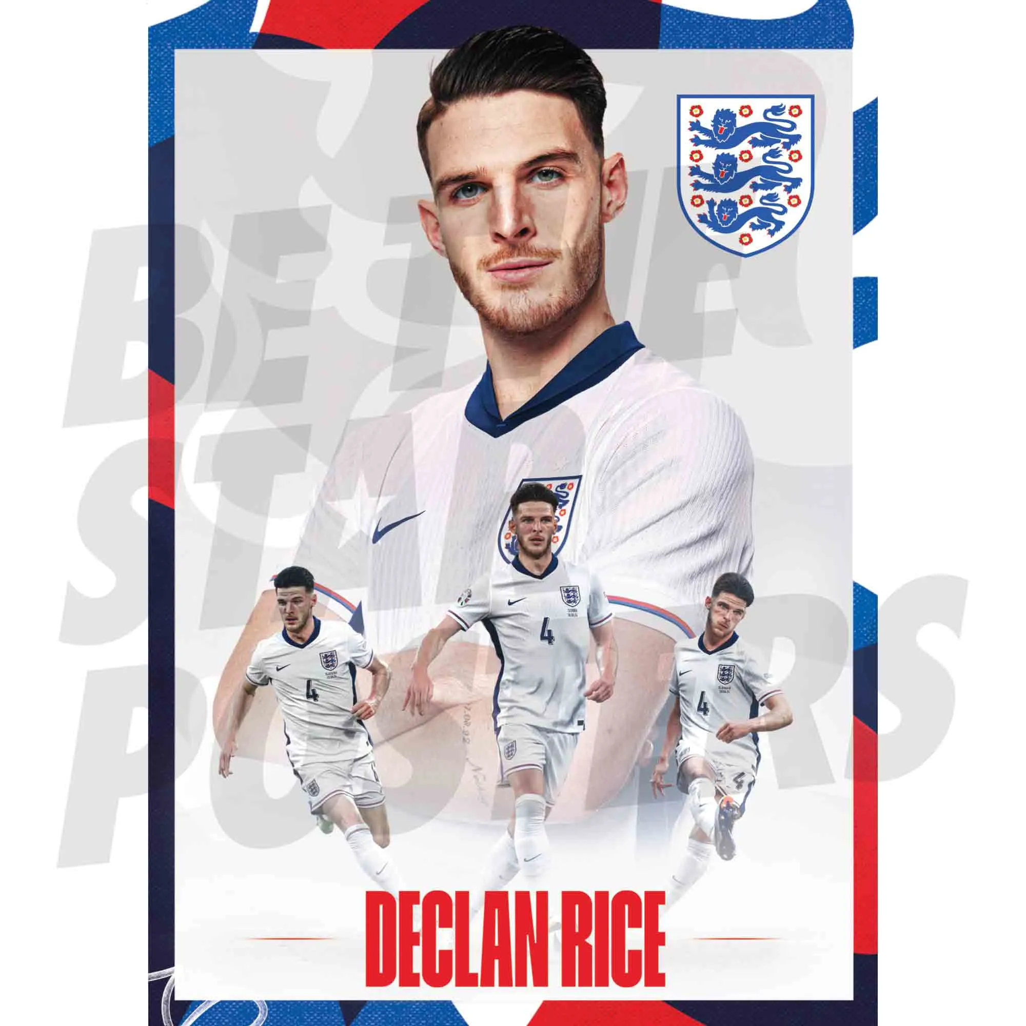 England Declan Rice Action A2 Poster