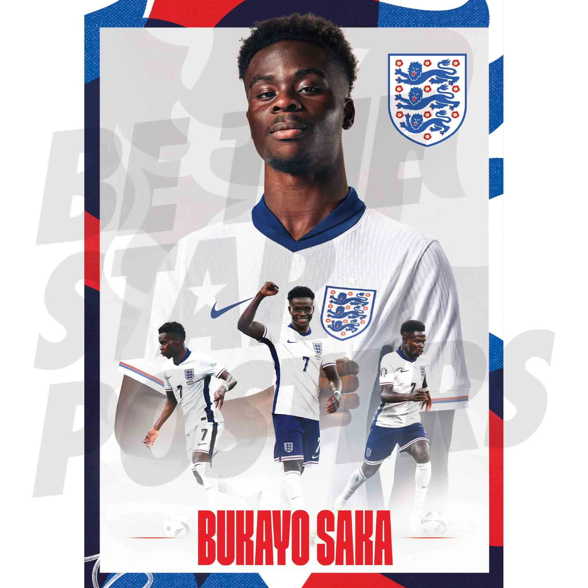 England Bukayo Saka Action A2 Poster