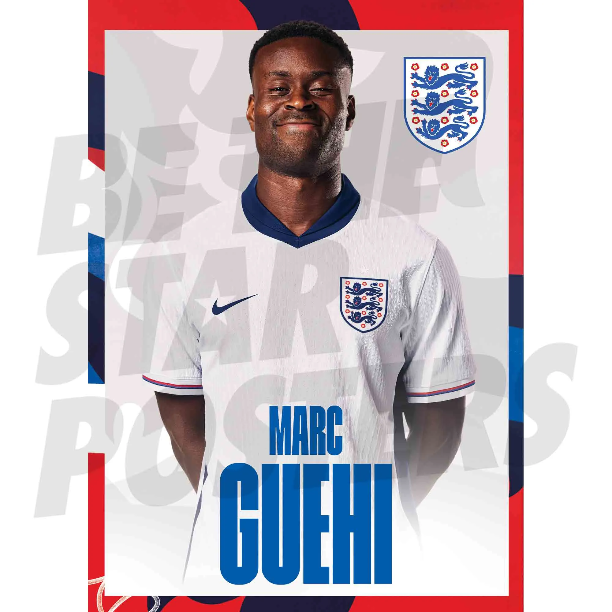 England Marc Guehi Headshot A3 Poster