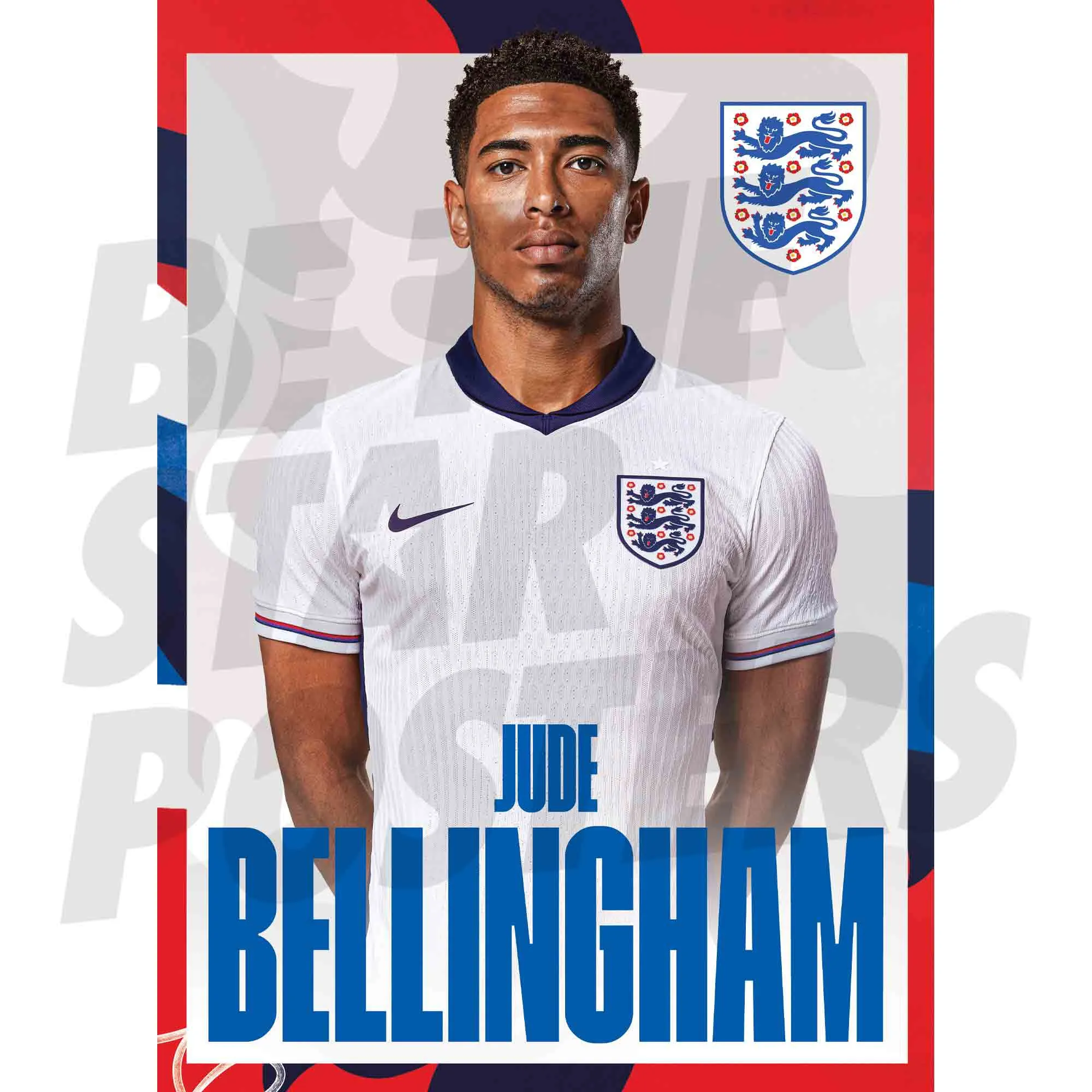 England Jude Bellingham Headshot A3 Poster