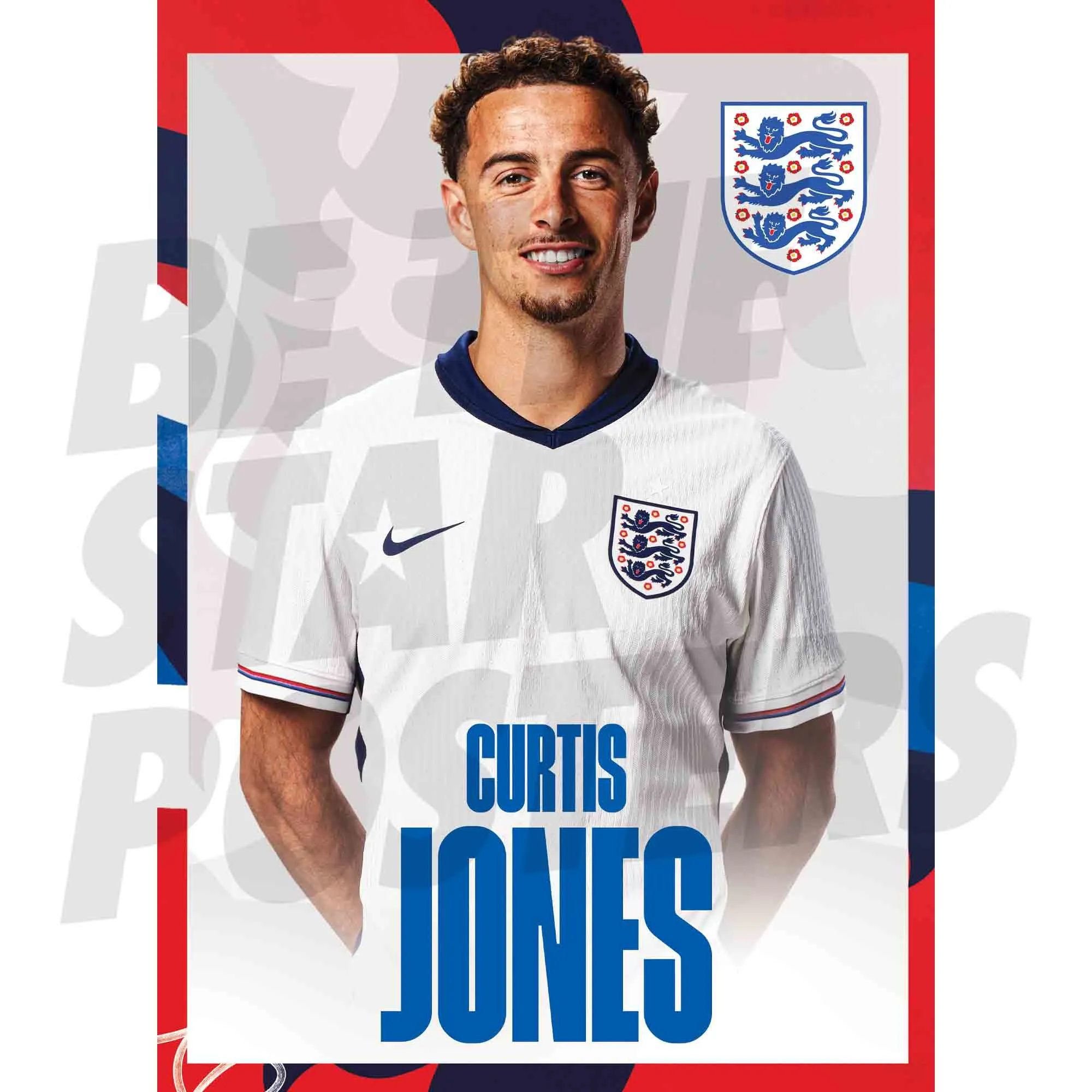 England Curtis Jones Headshot A3 Poster