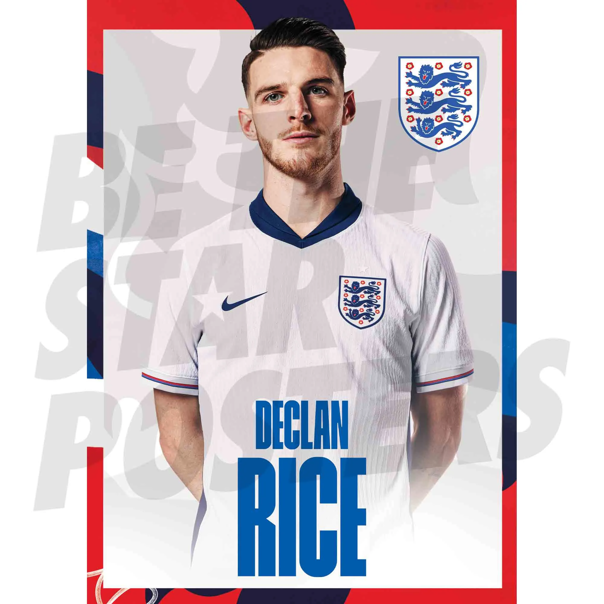 England Declan Rice Headshot A3 Poster