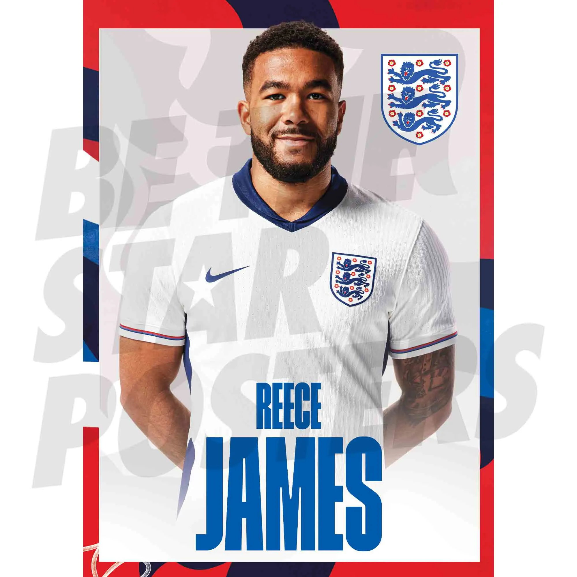 England Reece James Headshot A3 Poster