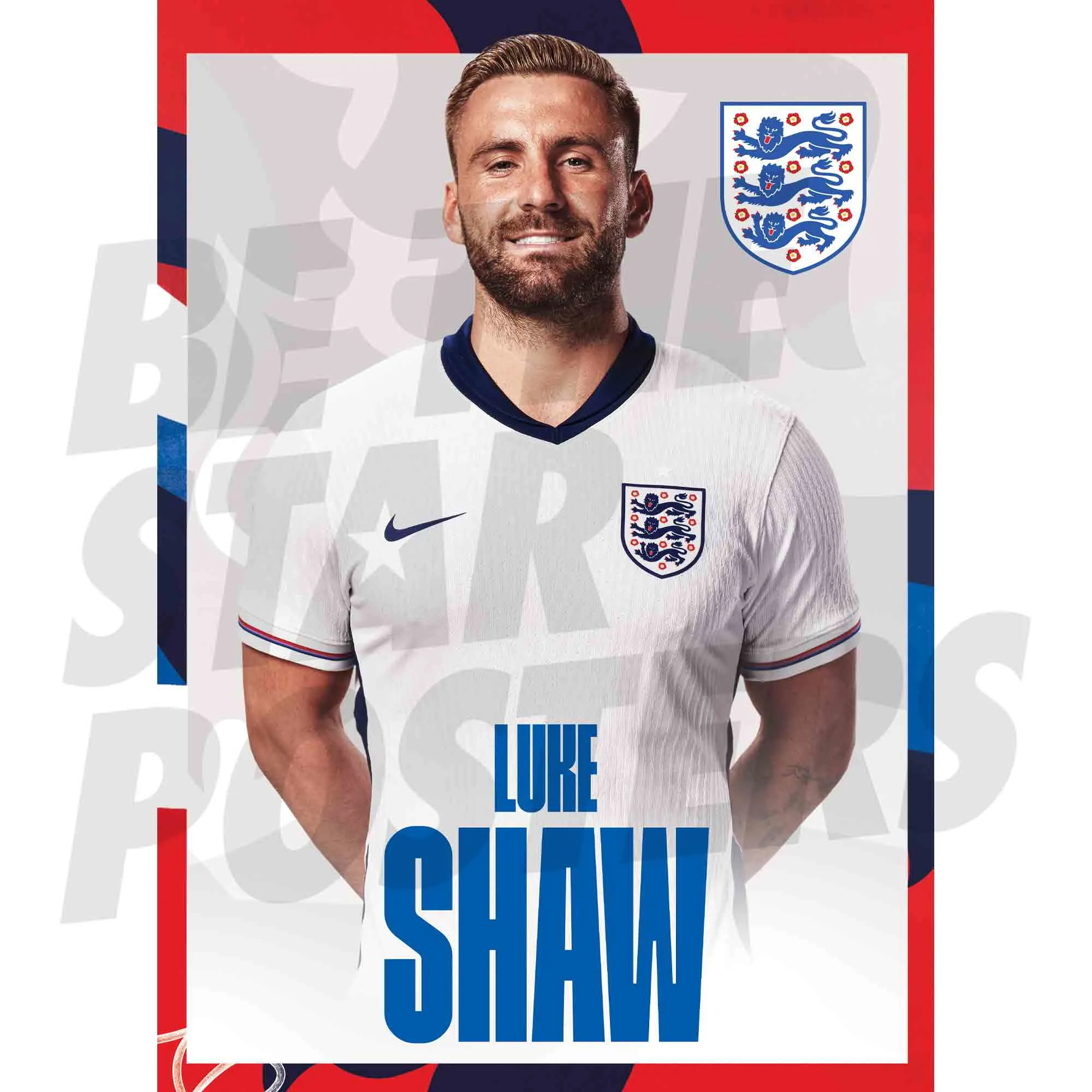 England Luke Shaw Headshot A3 Poster