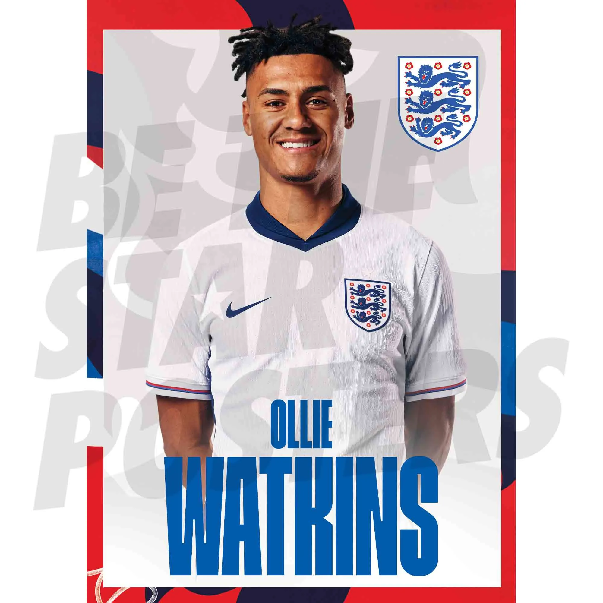England Ollie Watkins Headshot A3 Poster