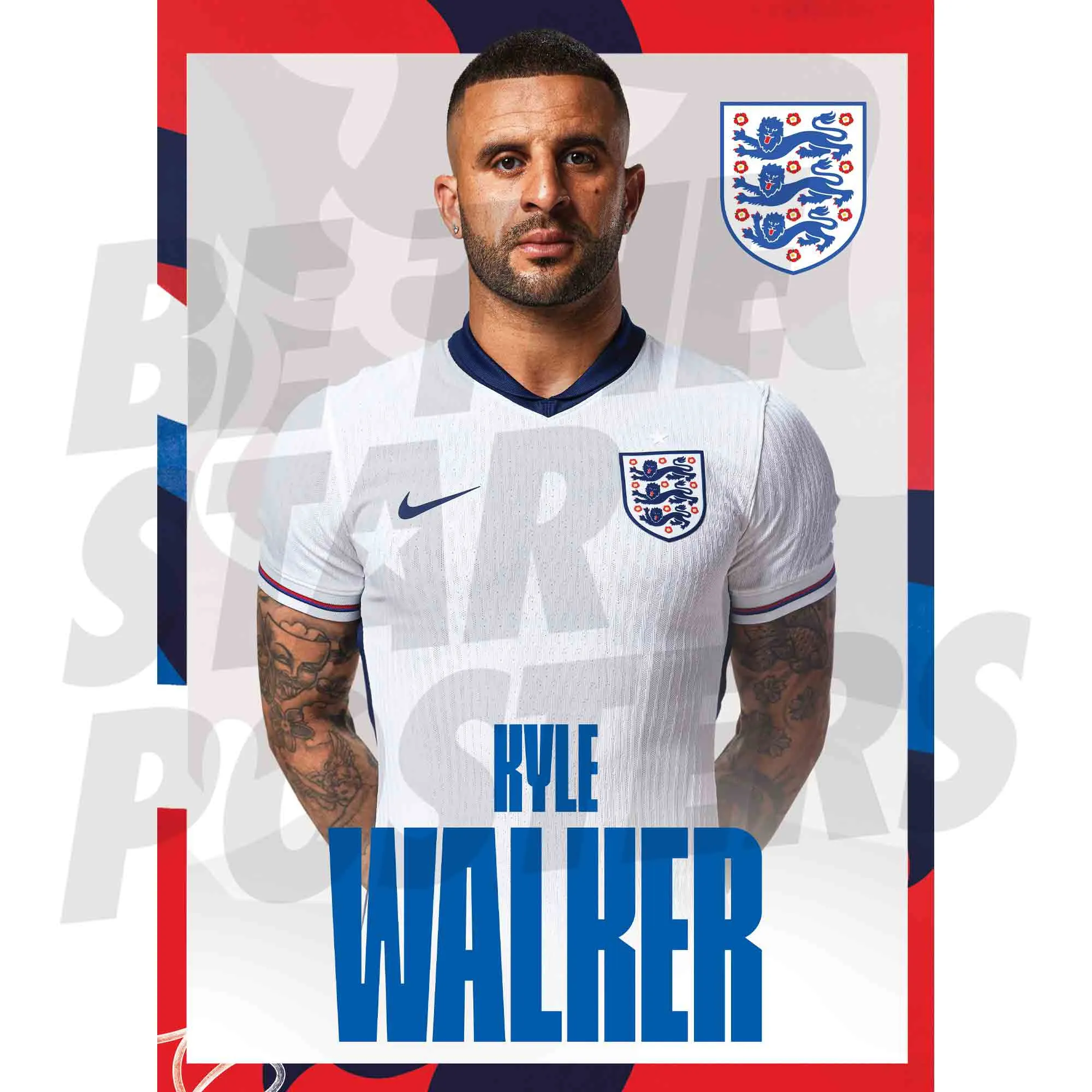 England Kyle Walker Headshot A3 Poster